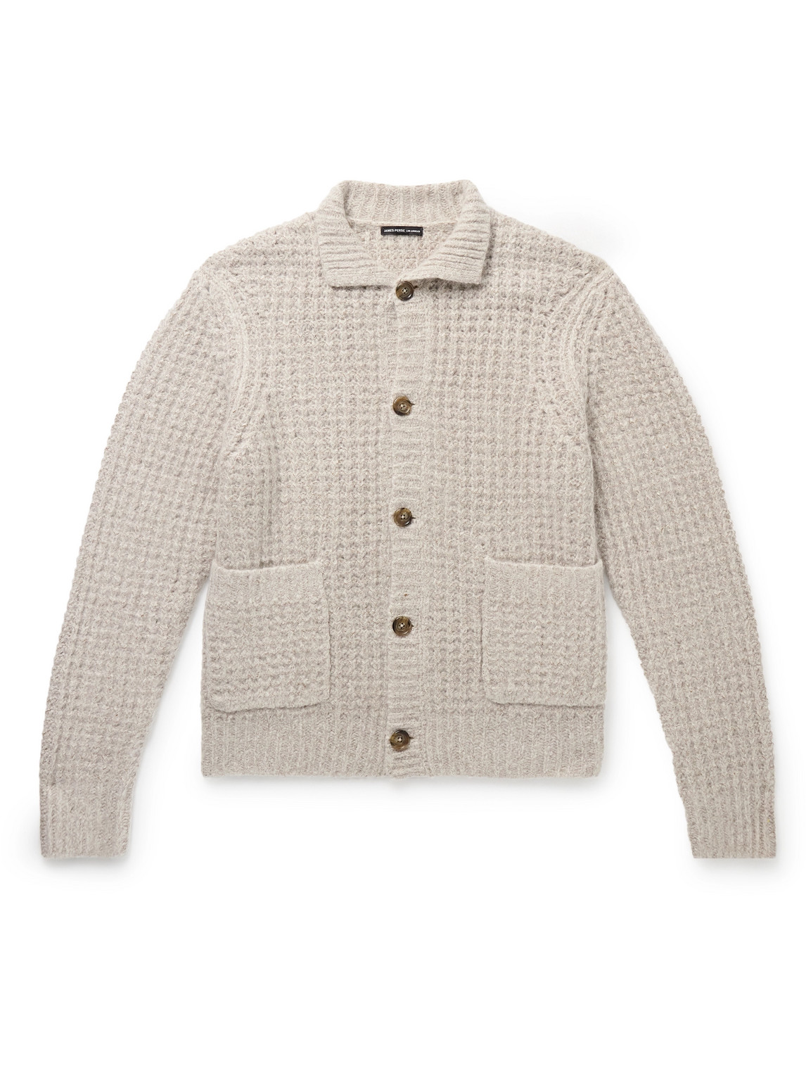 James Perse Waffle-knit Cashmere Cardigan In Brown