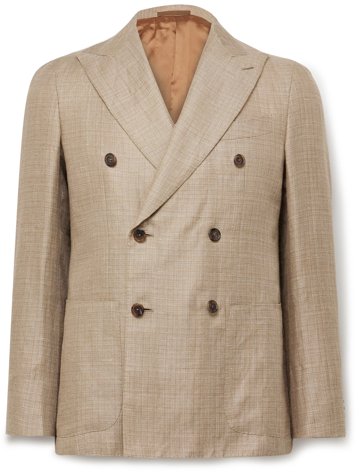 Slim-Fit Double-Breasted Linen and Wool-Blend Blazer