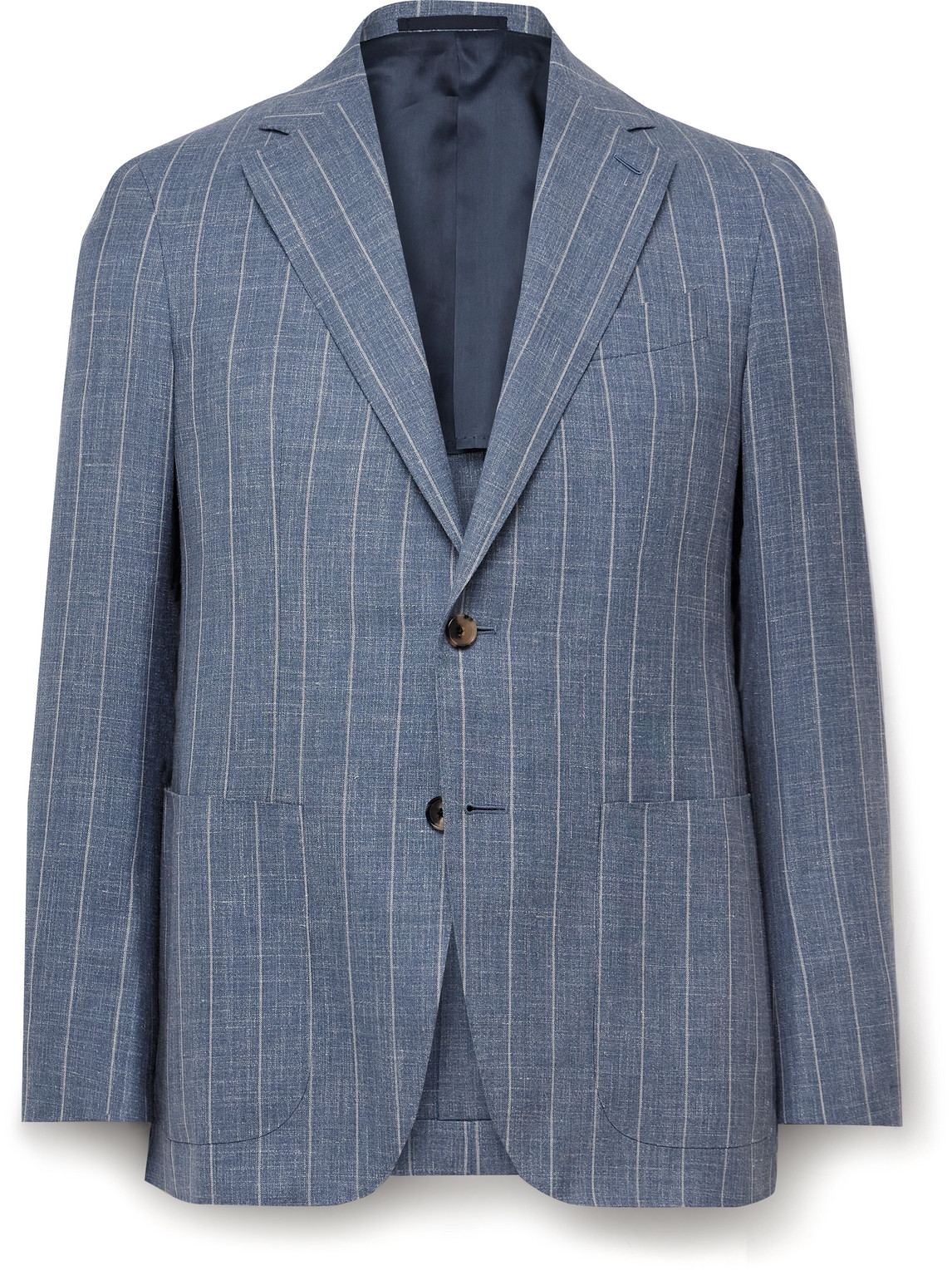 Caruso - Striped Wool, Silk and Linen-Blend Suit Jacket - Curated