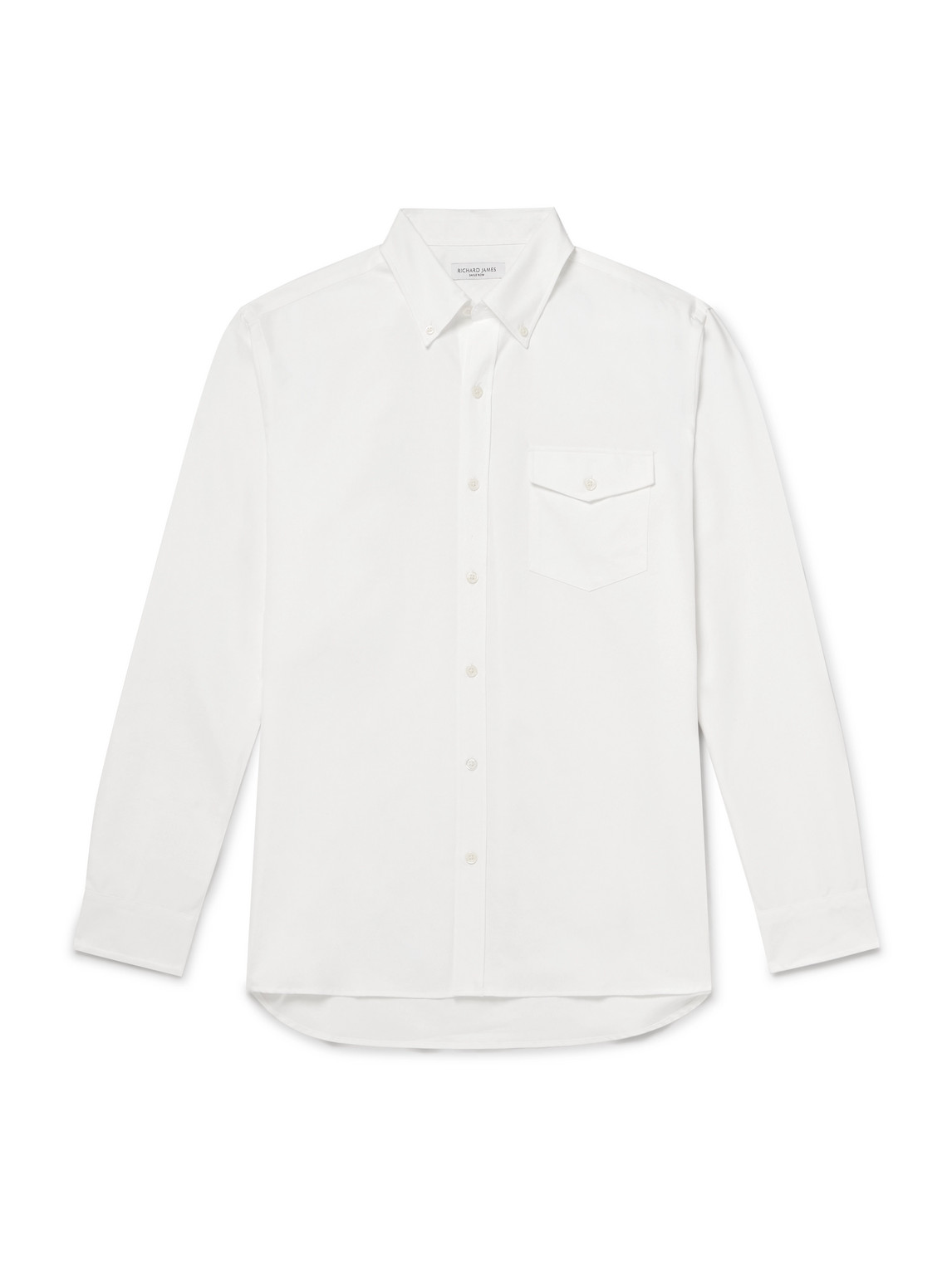 Richard James Button-down Collar Cotton Oxford Shirt In White