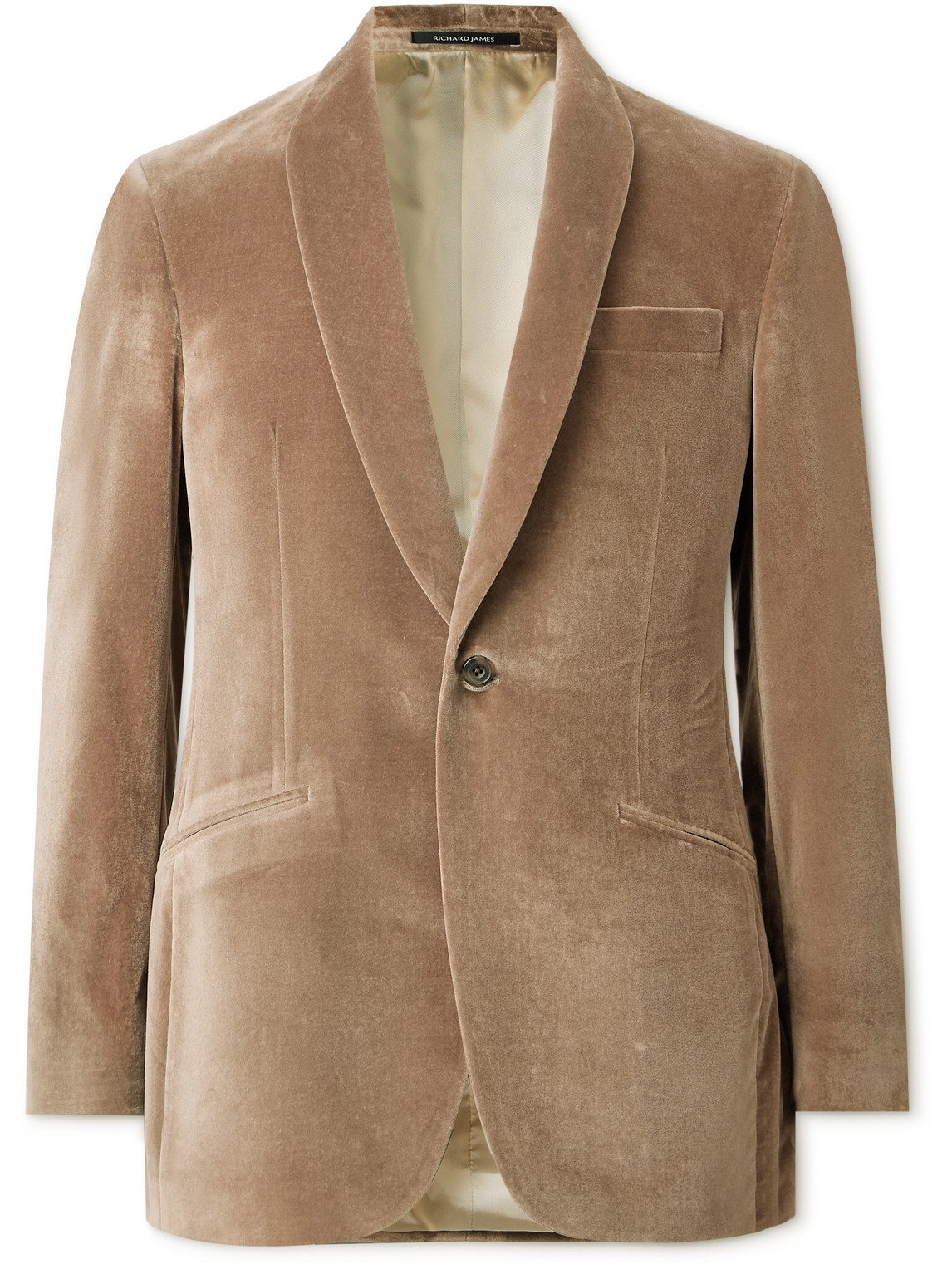 Richard James Hyde Slim-fit Cotton-velvet Tuxedo Jacket In Brown