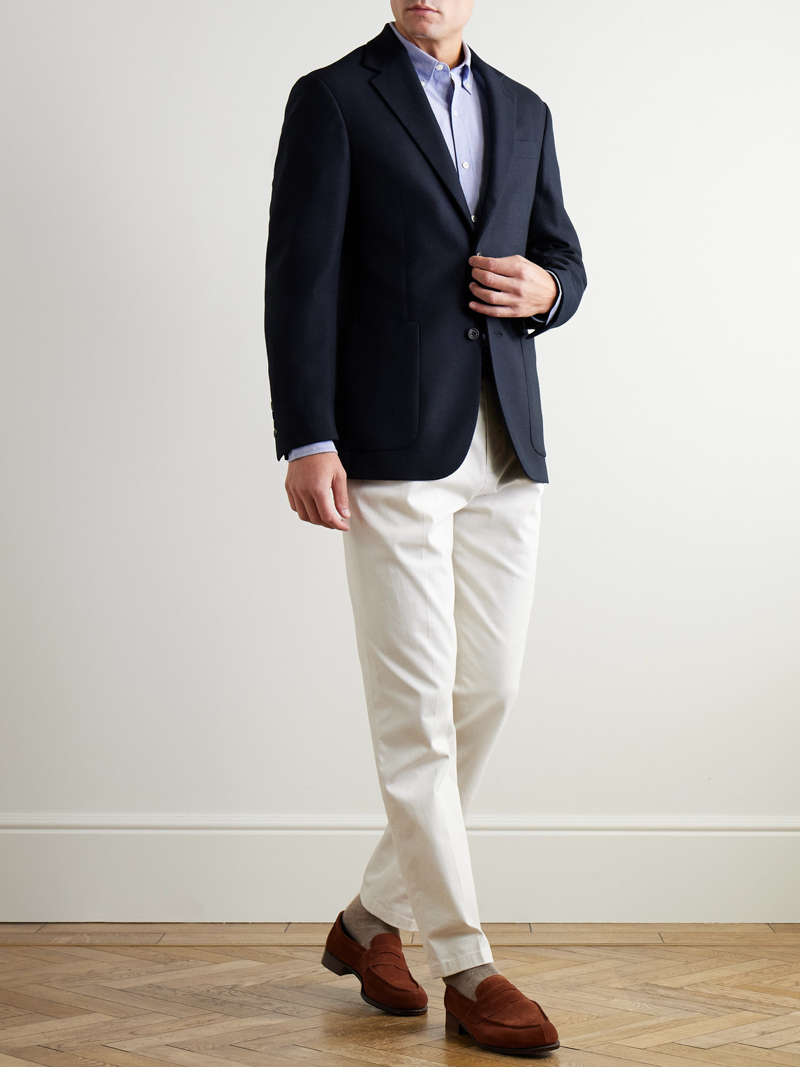 RICHARD JAMES HONEYCOMB-KNIT VIRGIN WOOL-BLEND BLAZER