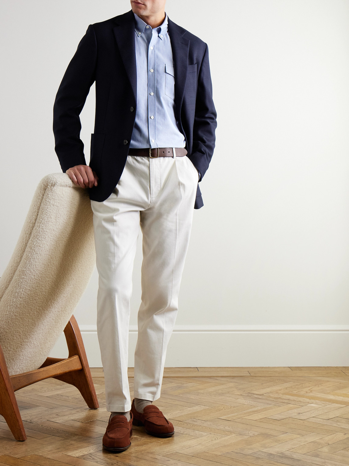 Shop Richard James Button-down Collar Cotton Oxford Shirt In Blue