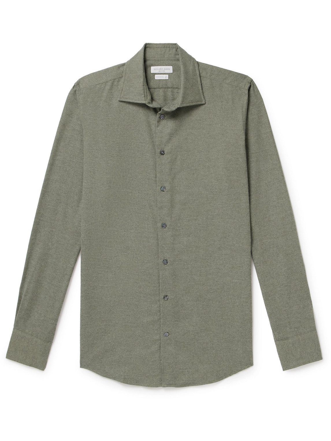 Richard James Cotton And Cashmere-blend Flannel Shirt In Green
