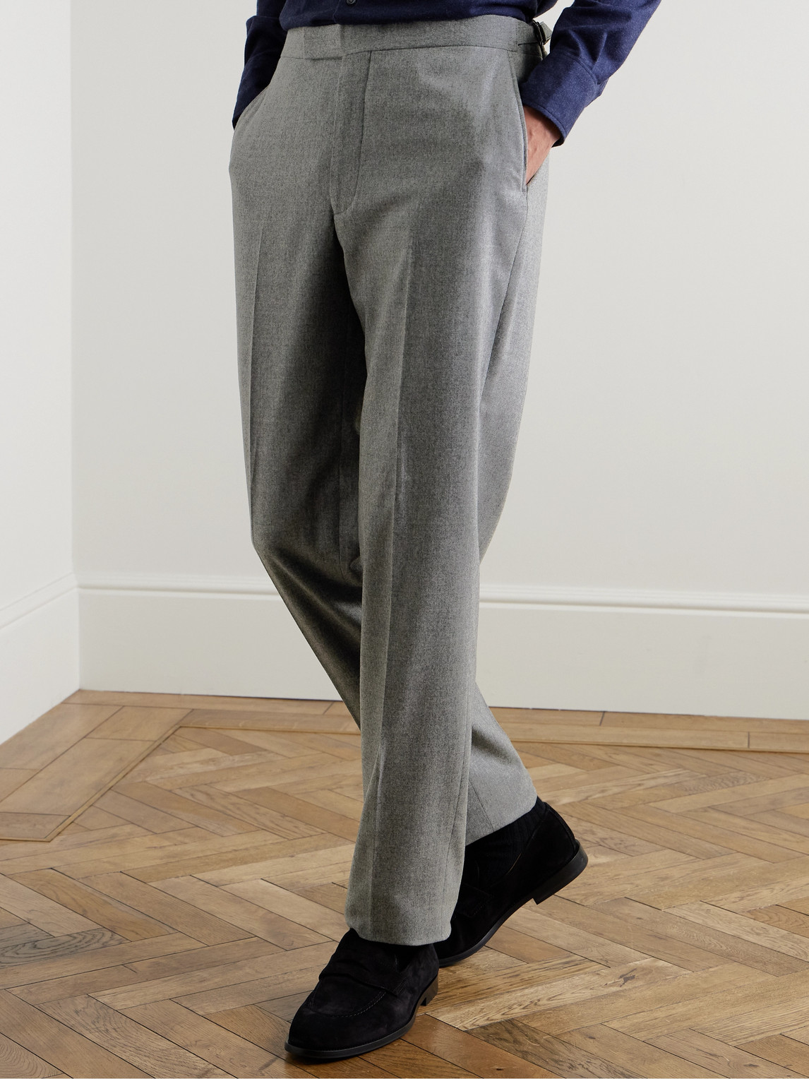 RICHARD JAMES CHAPMAN SLIM-FIT WOOL-BLEND FLANNEL TROUSERS 