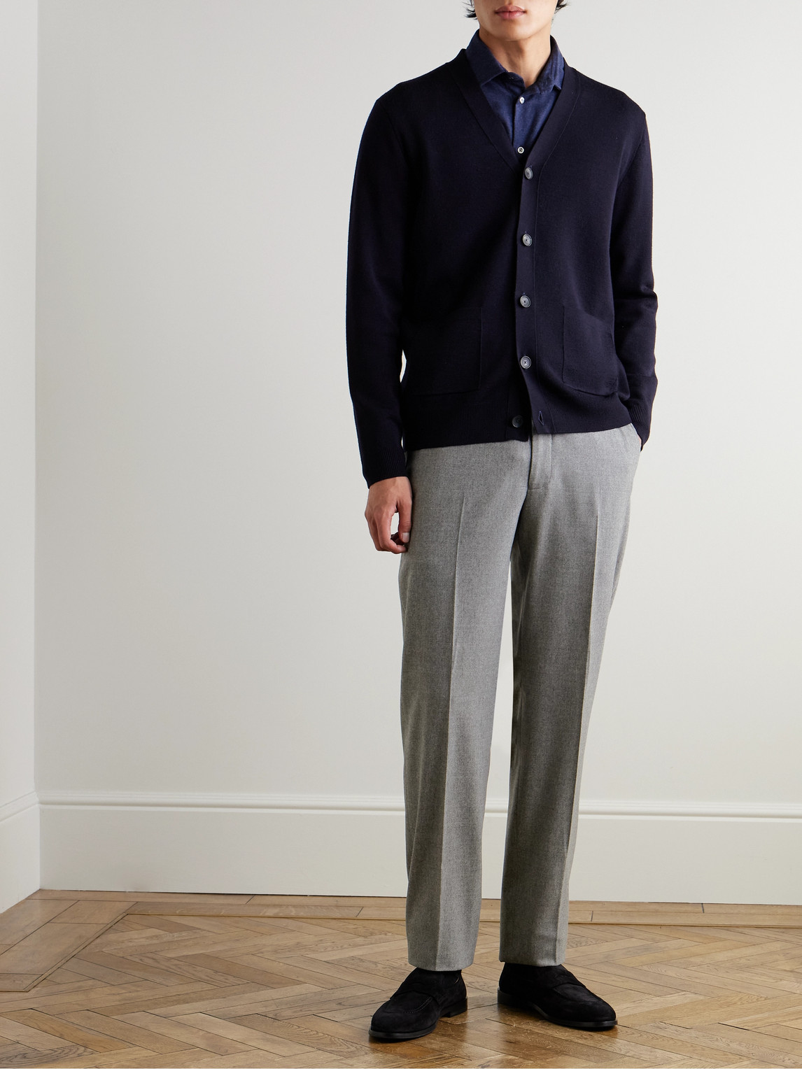 RICHARD JAMES CHAPMAN SLIM-FIT WOOL-BLEND FLANNEL TROUSERS 