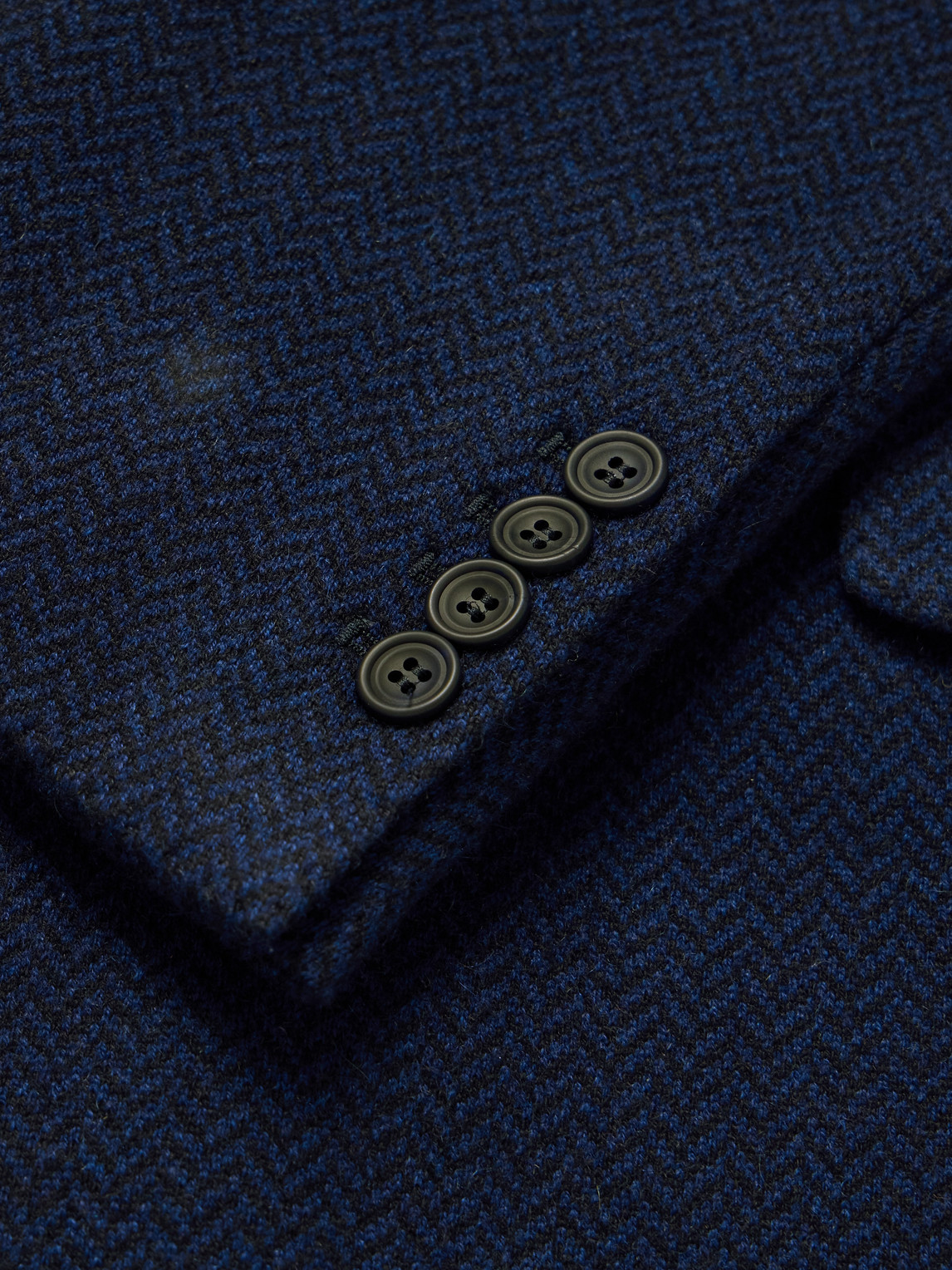 Shop Richard James Double-breasted Herringbone Cashmere Coat In Blue