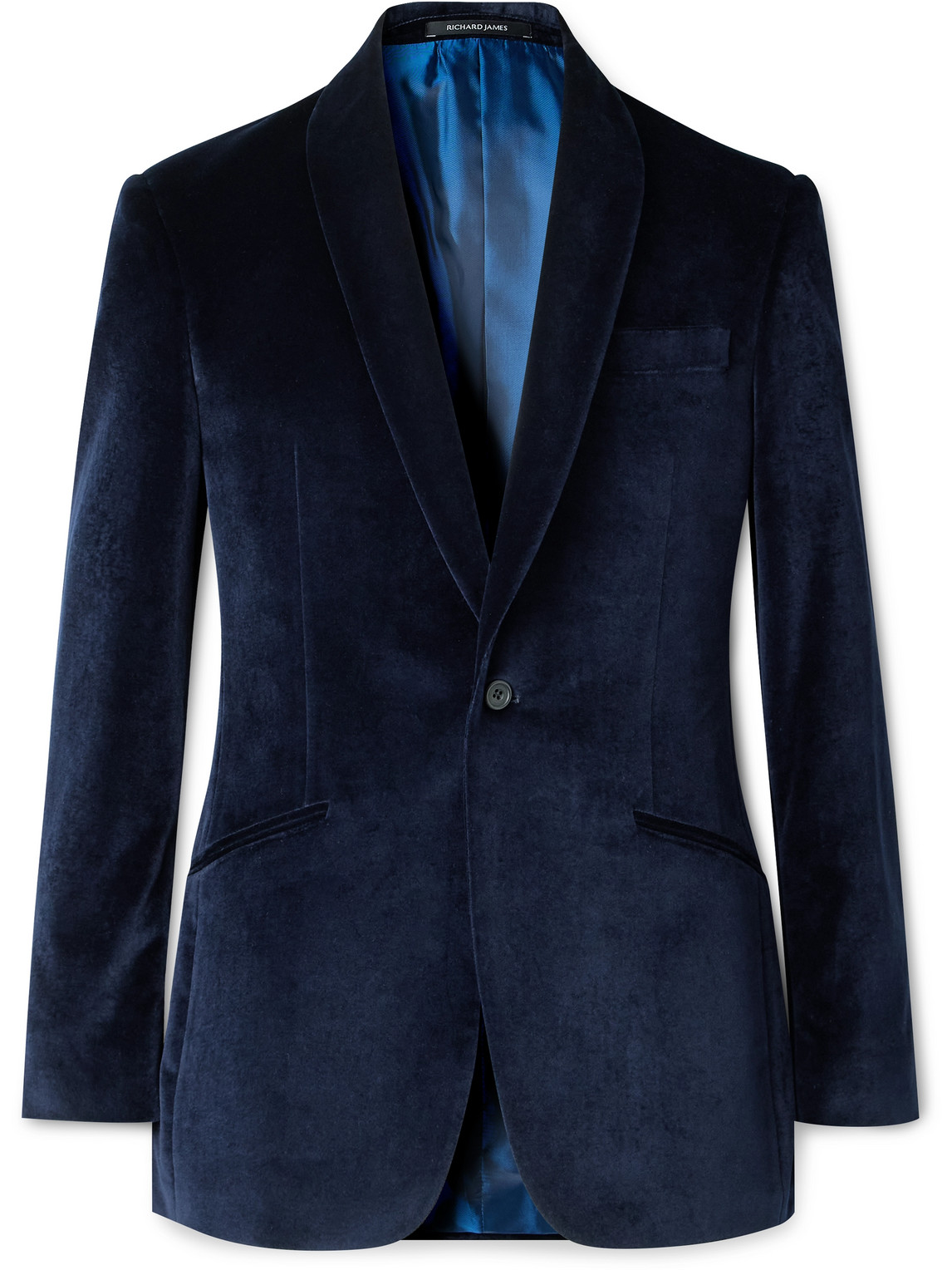 Richard James Hyde Slim-fit Cotton-velvet Tuxedo Jacket In Blue