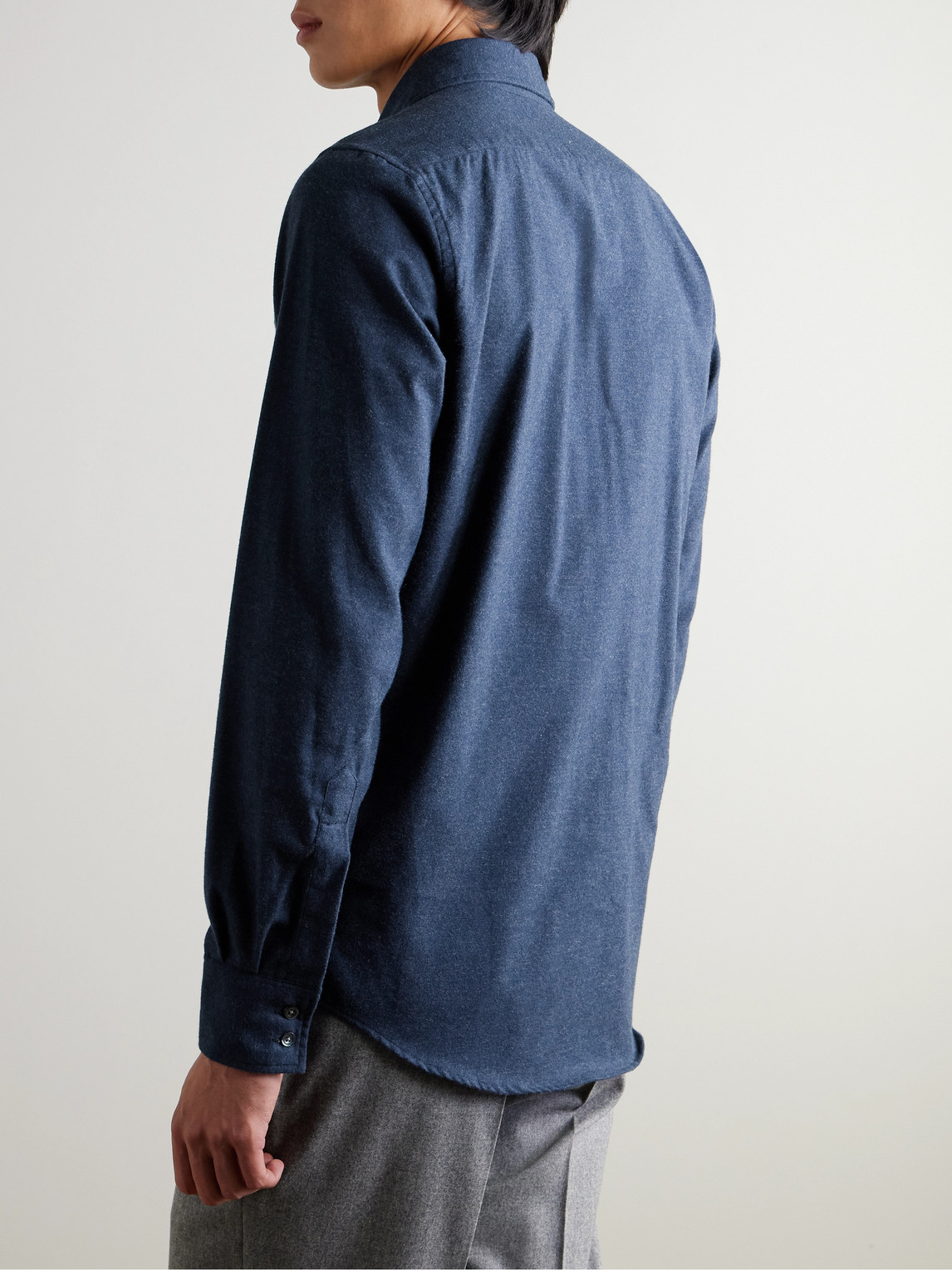Shop Richard James Cotton And Cashmere-blend Flannel Shirt In Blue
