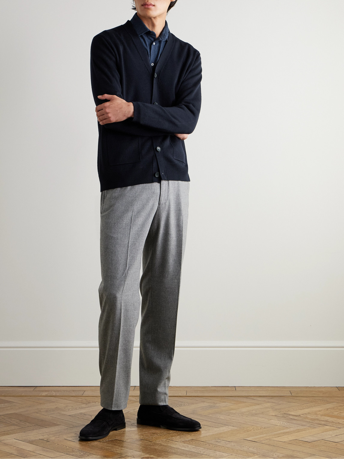 Shop Richard James Cotton And Cashmere-blend Flannel Shirt In Blue