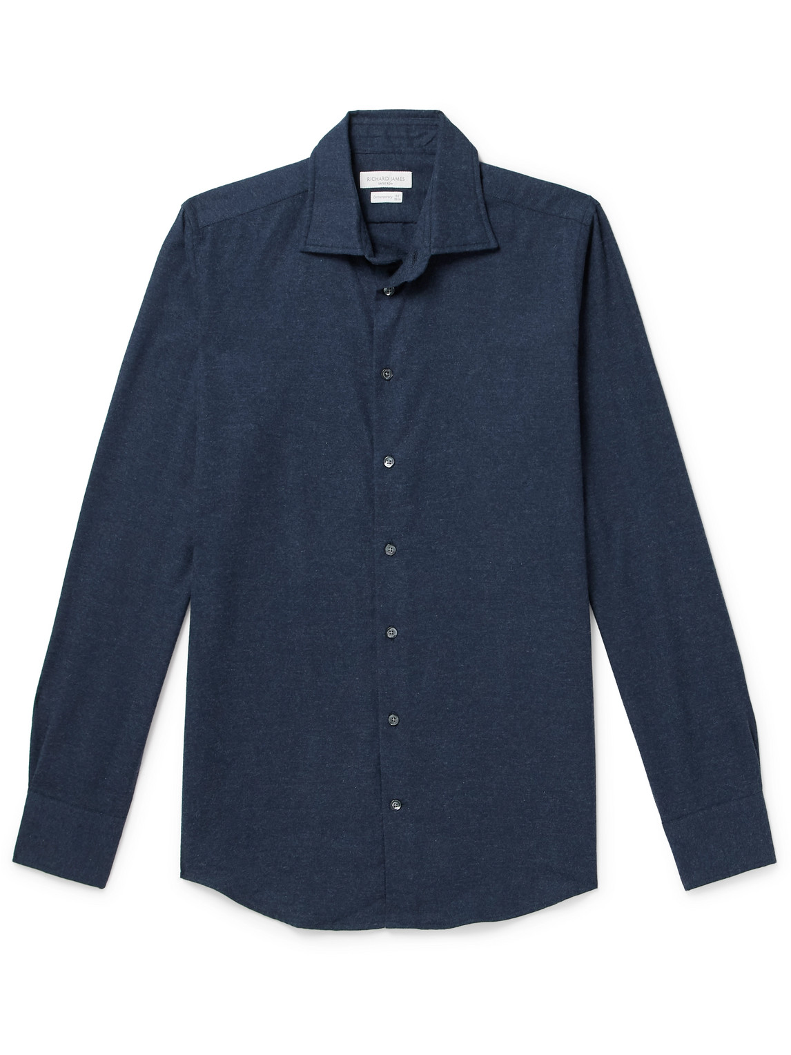 Richard James Cotton And Cashmere-blend Flannel Shirt In Blue