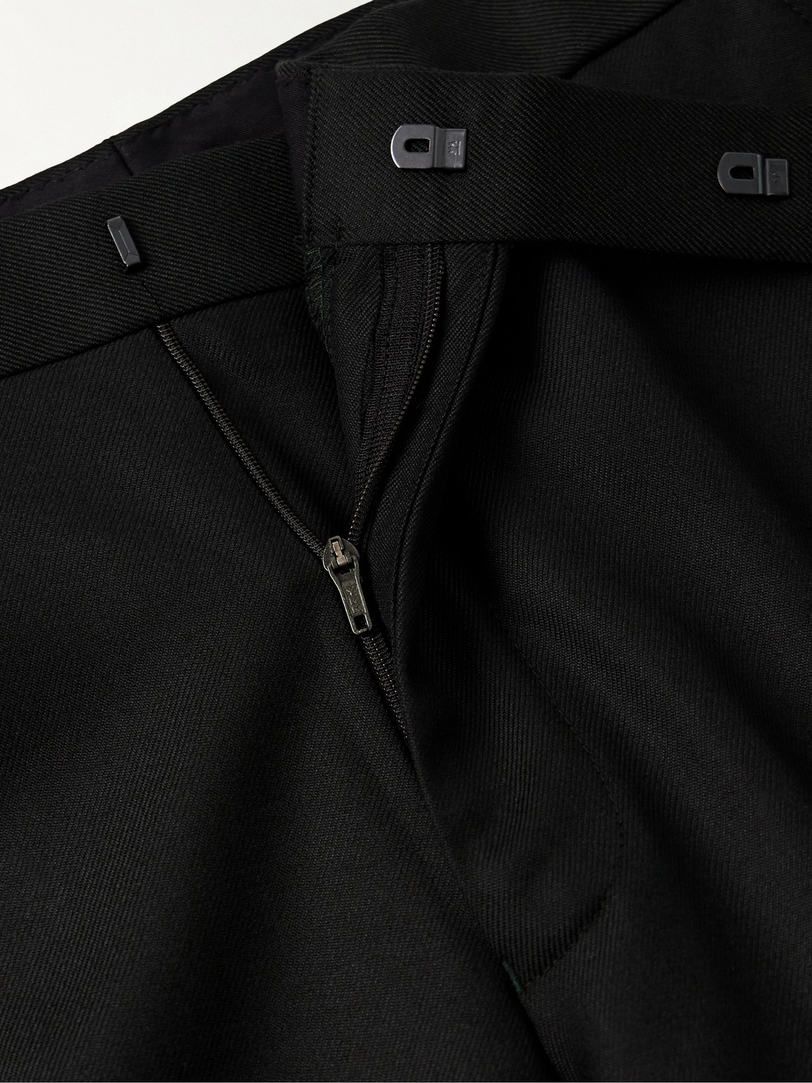 Shop Richard James Chapman Slim-fit Straight-leg Cotton And Cashmere-blend Twill Trousers In Black