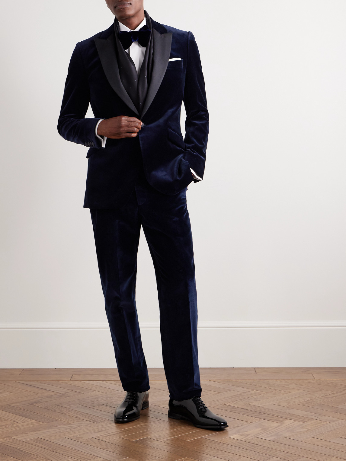 Shop Richard James Chapman Straight-leg Cotton-velour Trousers In Blue