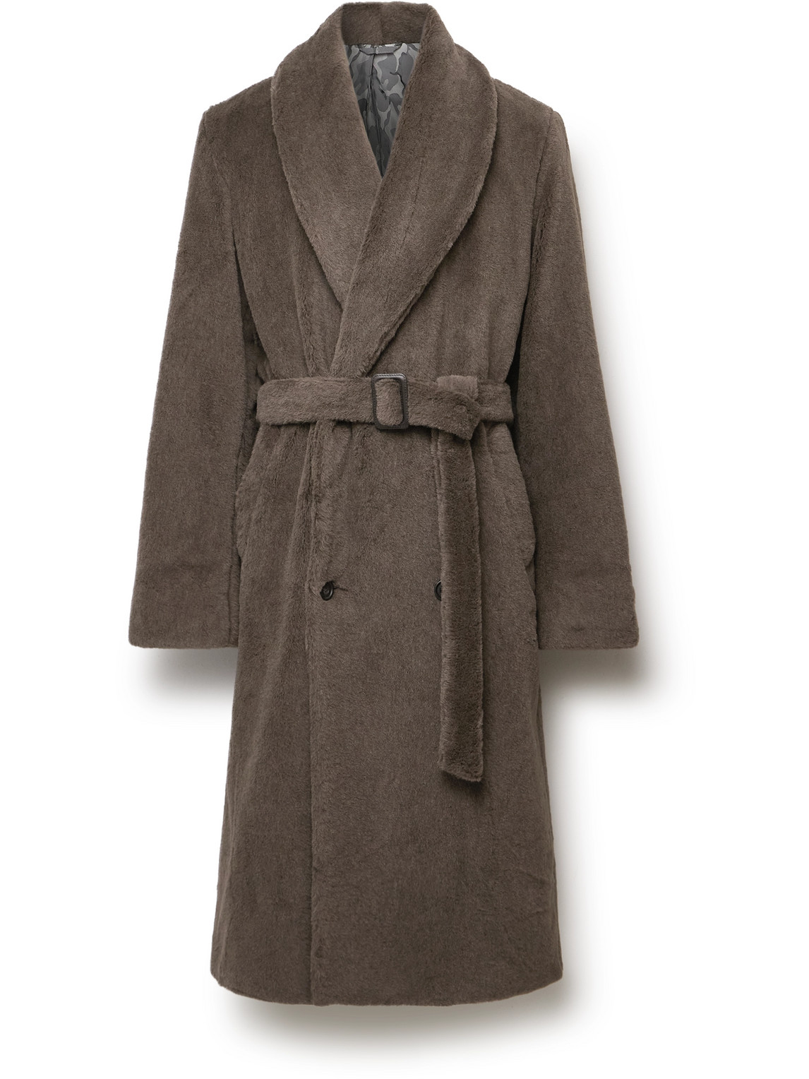 Richard James Shawl-collar Belted Double-breasted Alpaca Coat In Brown