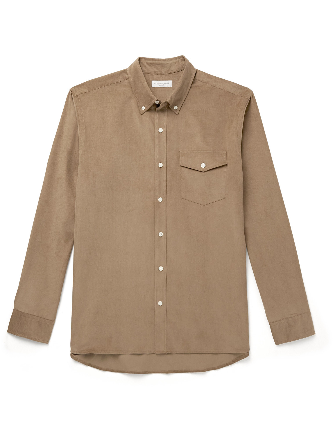 Richard James Button-down Collar Cotton-corduroy Shirt In Brown