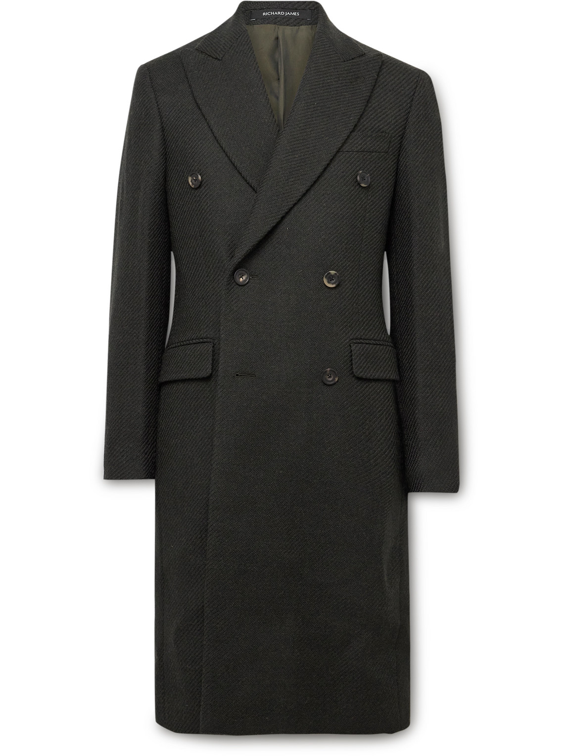 Richard James Slim-fit Double-breasted Wool-hopsack Coat In Gray