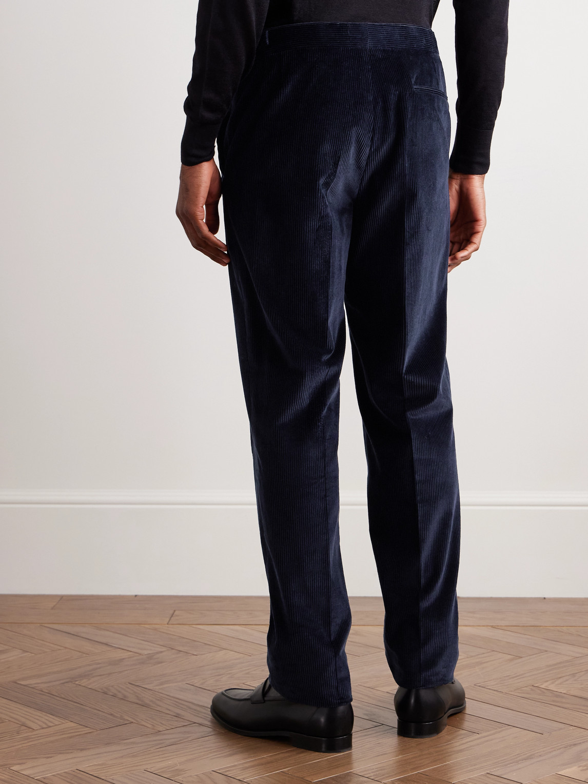 Shop Richard James Chapman Slim-fit Straight-leg Cotton-corduroy Suit Trousers In Blue