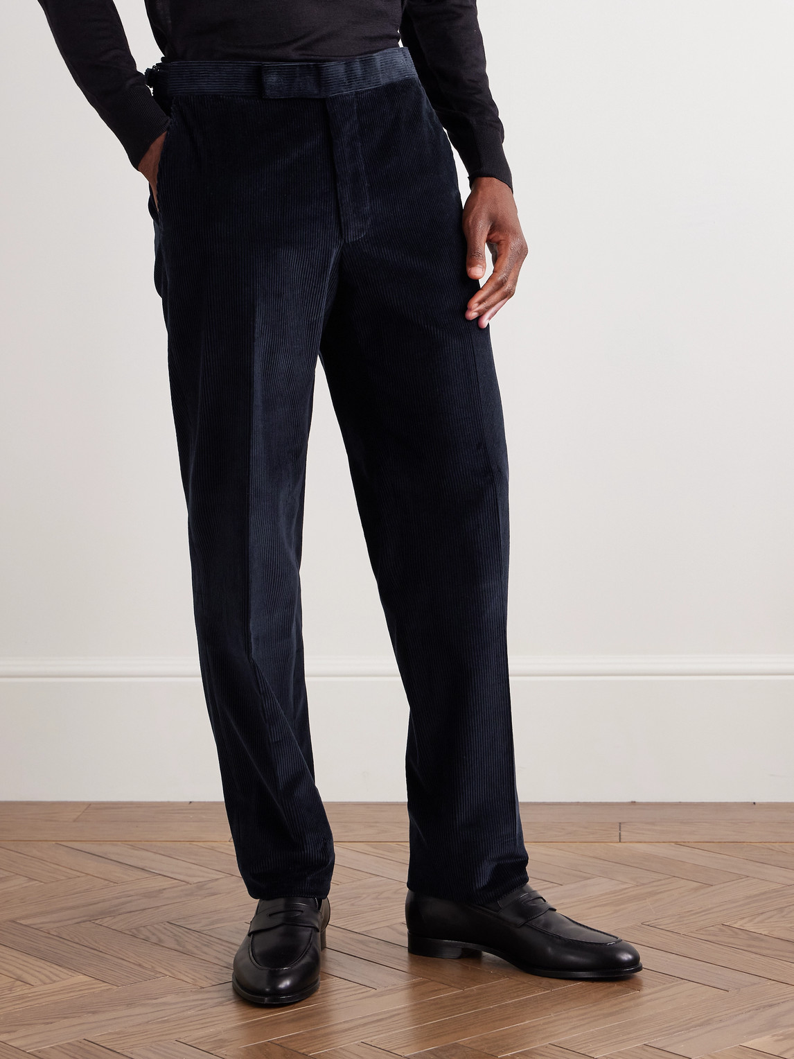 Shop Richard James Chapman Slim-fit Straight-leg Cotton-corduroy Suit Trousers In Blue