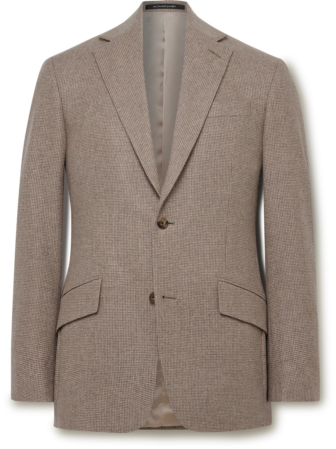 Richard James Hyde Slim-fit Puppytooth Wool Blazer In Brown