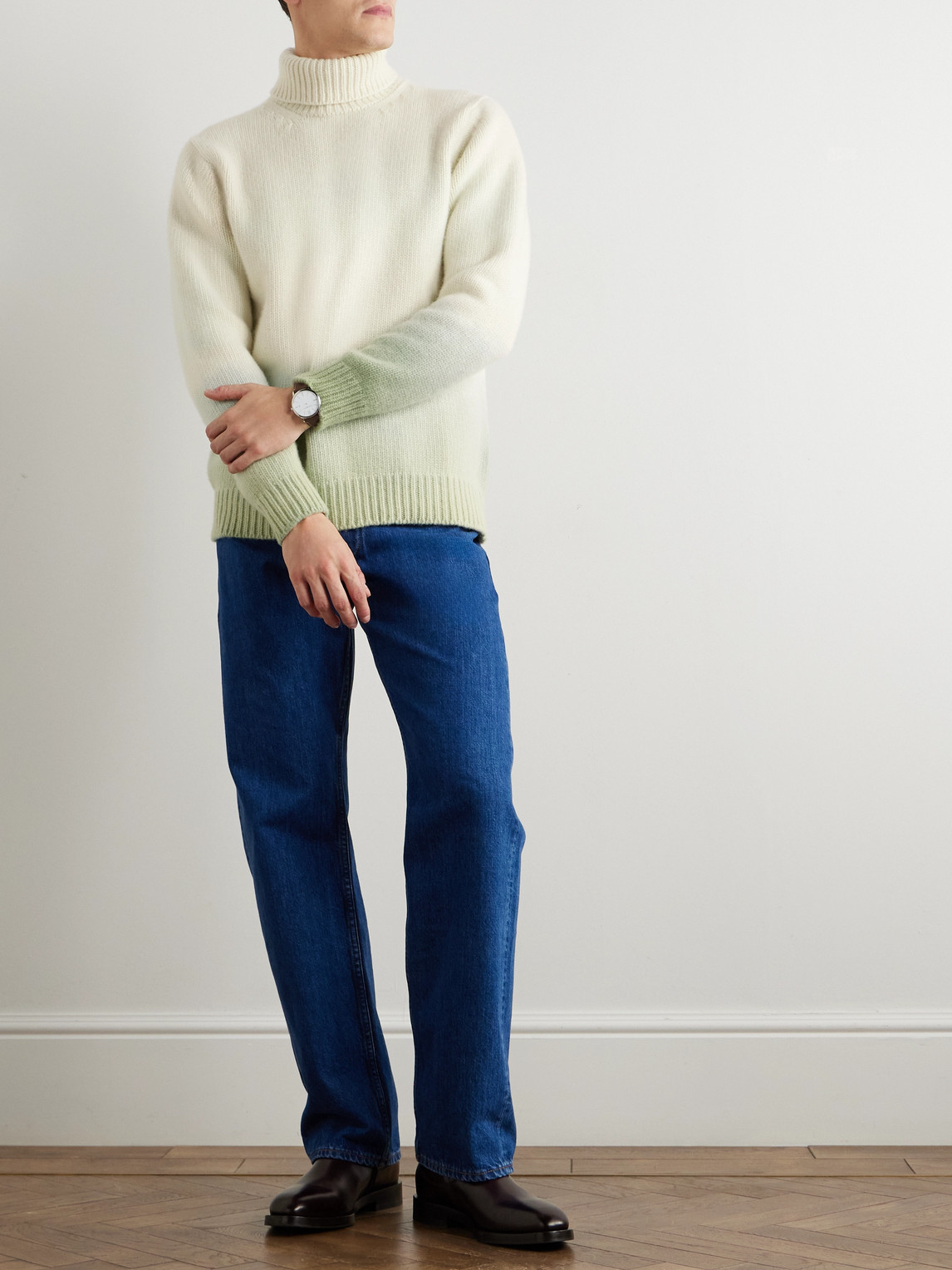 RICHARD JAMES DIP-DYED WOOL ROLLNECK SWEATER 