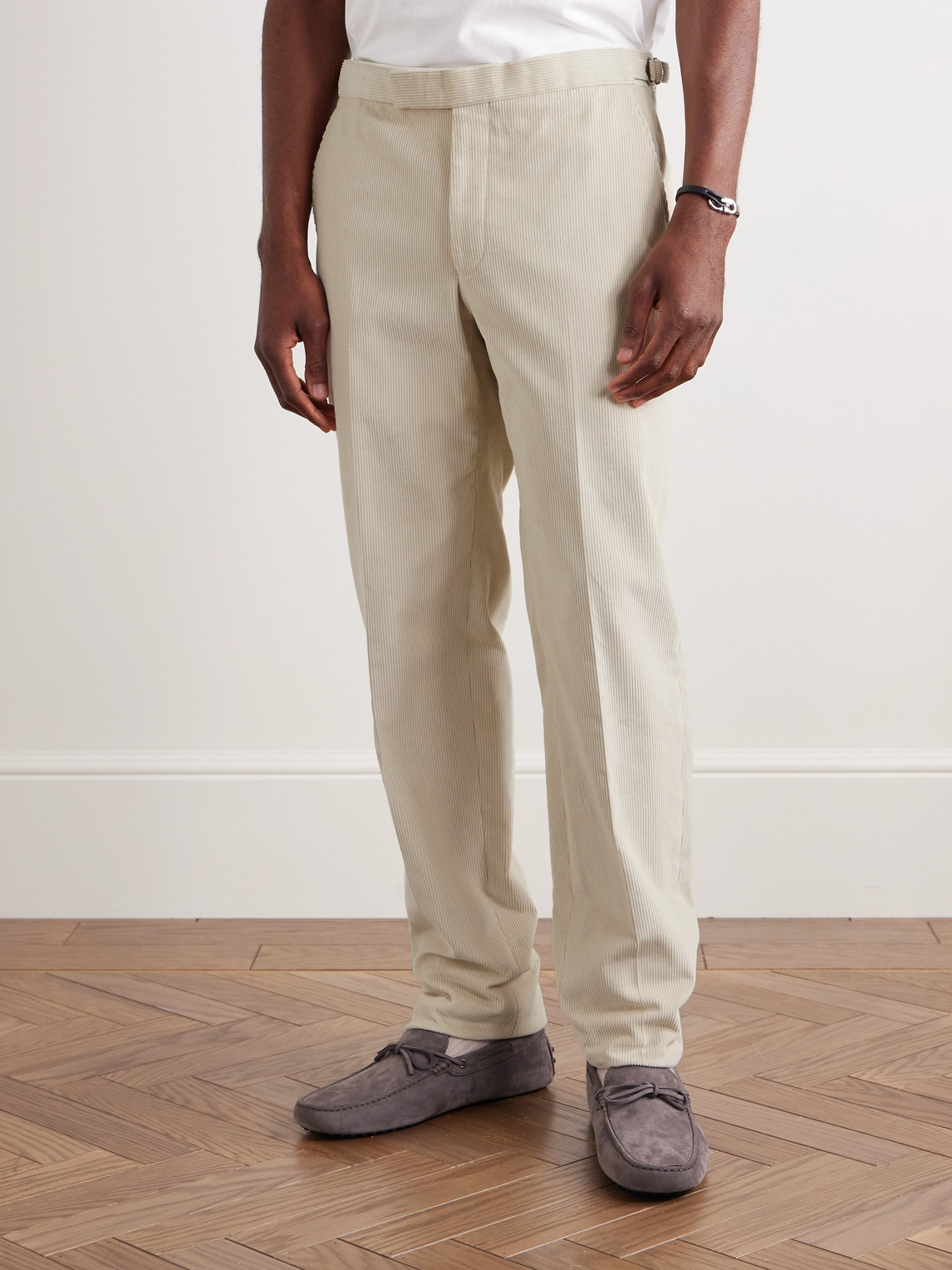 Shop Richard James Chapman Slim-fit Straight-leg Cotton-corduroy Suit Trousers In Neutrals