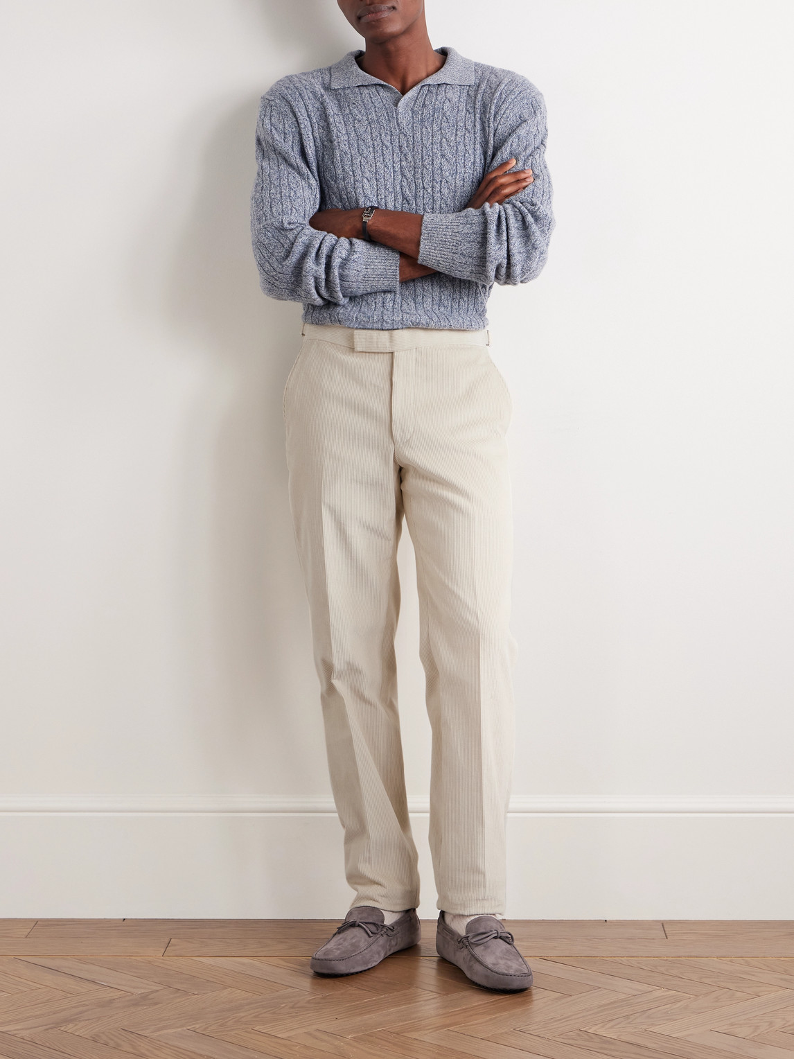 Shop Richard James Chapman Slim-fit Straight-leg Cotton-corduroy Suit Trousers In Neutrals