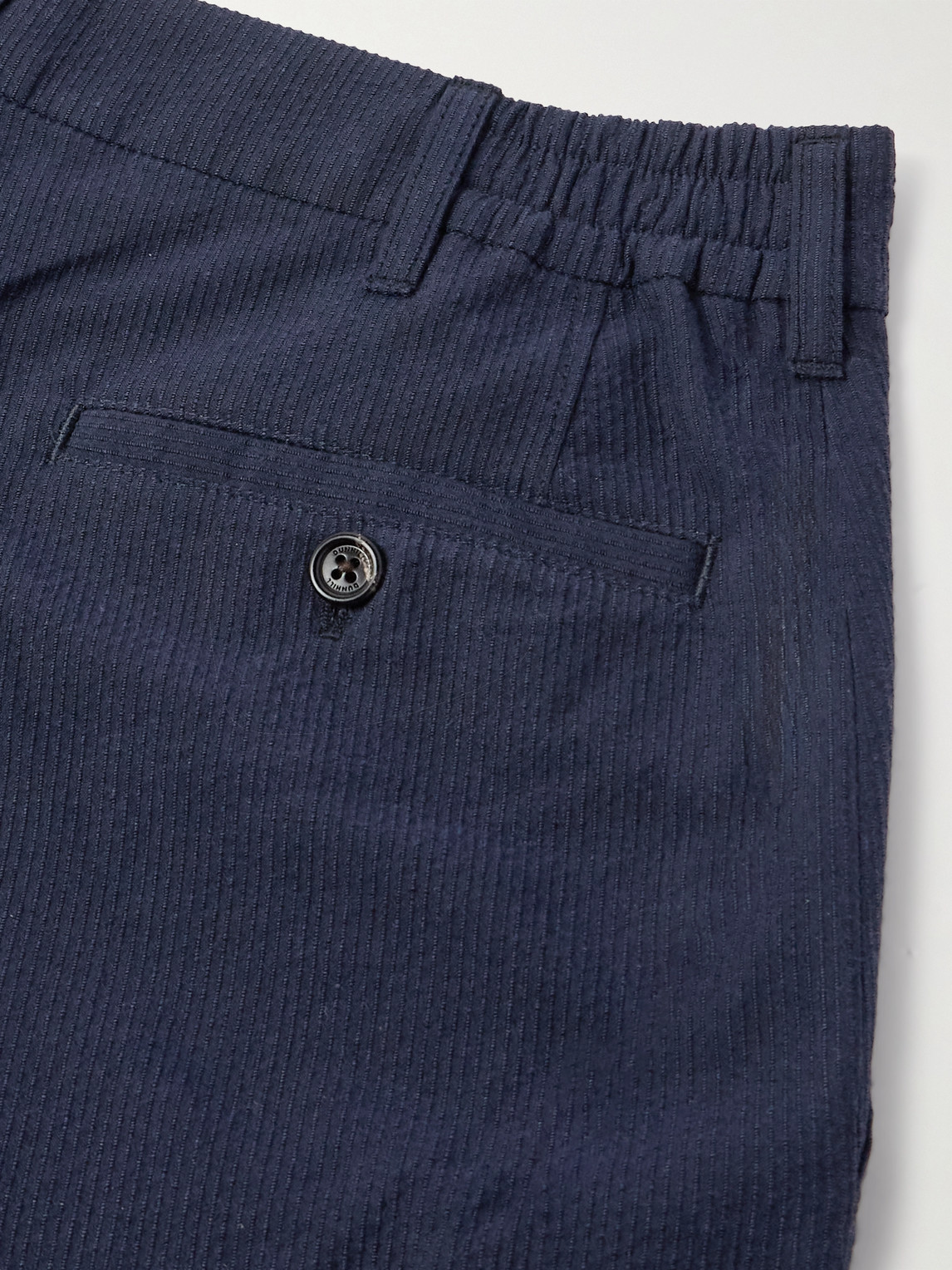 DUNHILL STRAIGHT-LEG STRIPED COTTON AND LINEN-BLEND TROUSERS 
