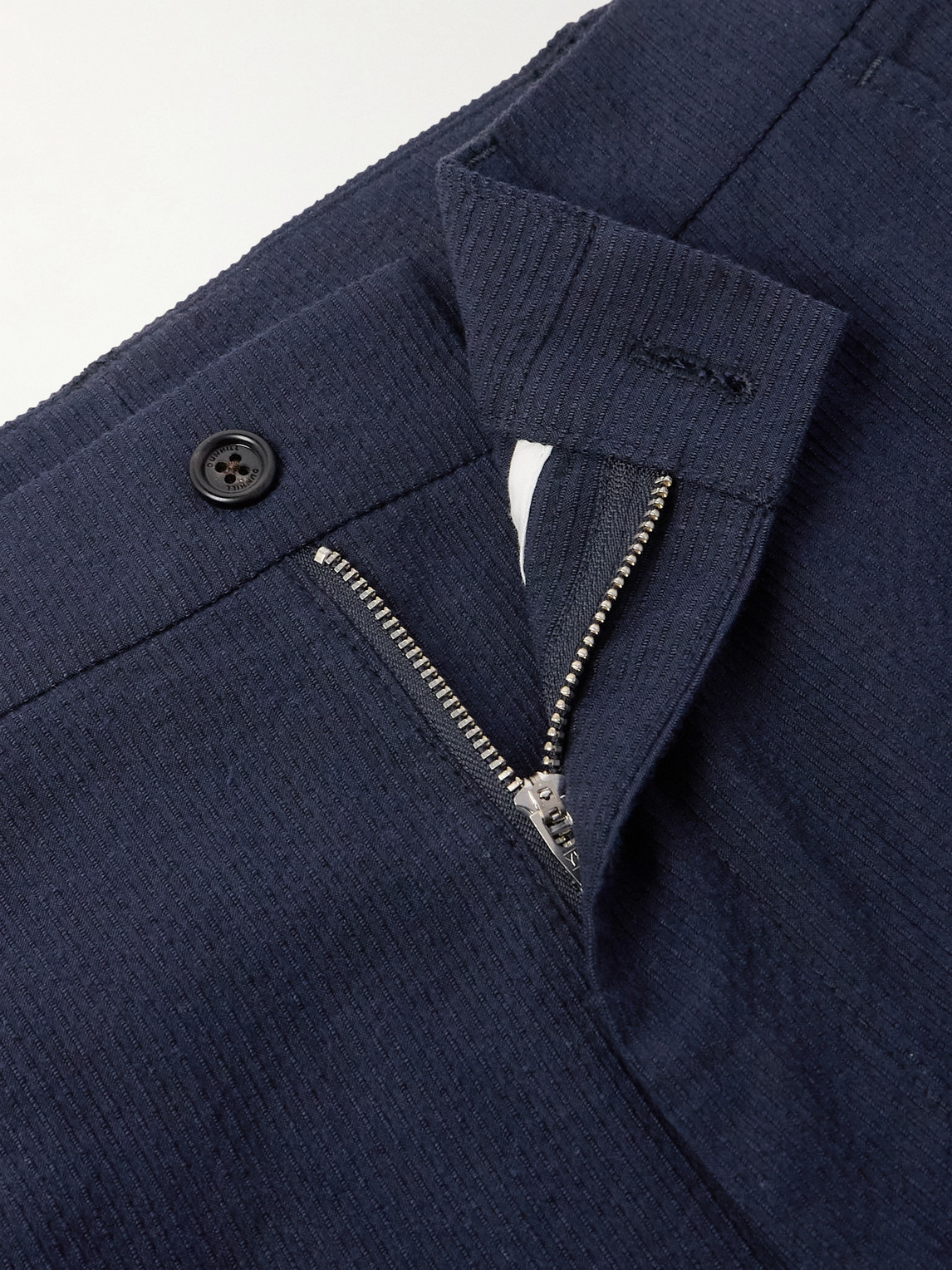 DUNHILL STRAIGHT-LEG STRIPED COTTON AND LINEN-BLEND TROUSERS 