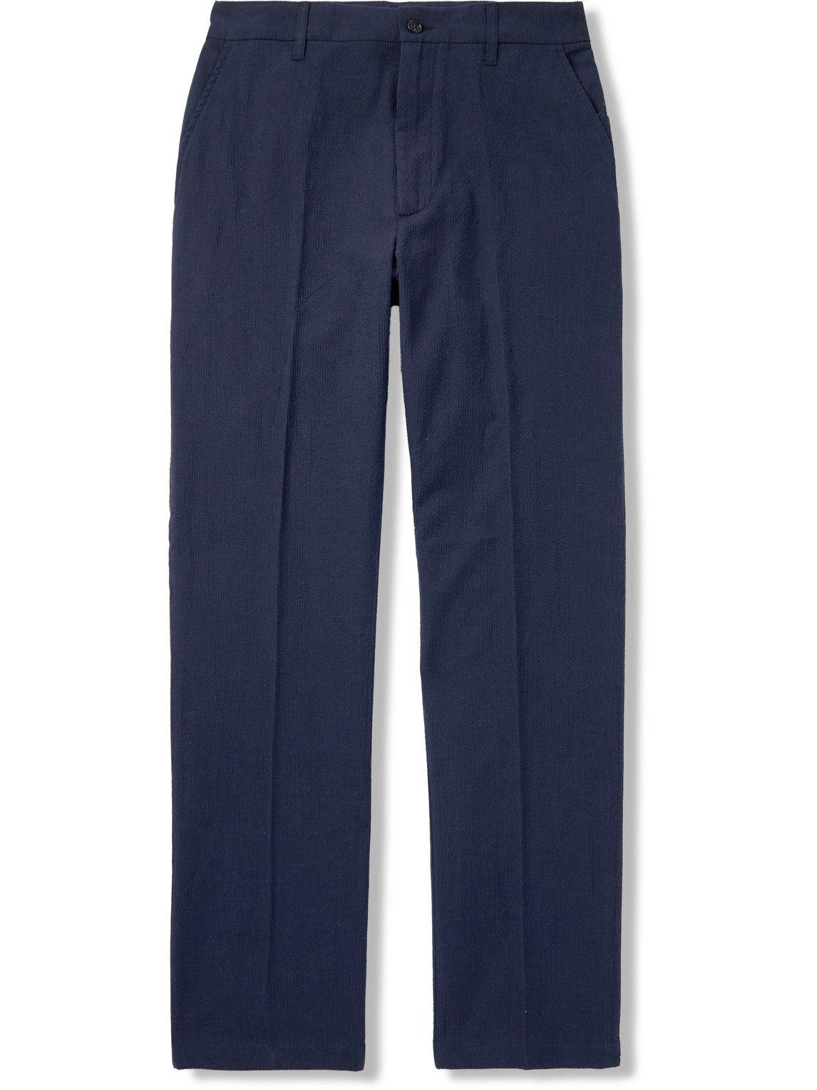 Dunhill Straight-leg Striped Cotton And Linen-blend Trousers In Blue