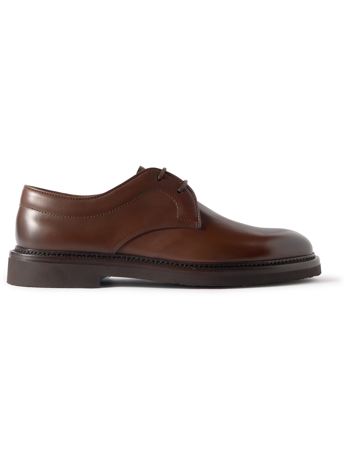 Dunhill Apsley Glossed-leather Derby Shoes In Brown