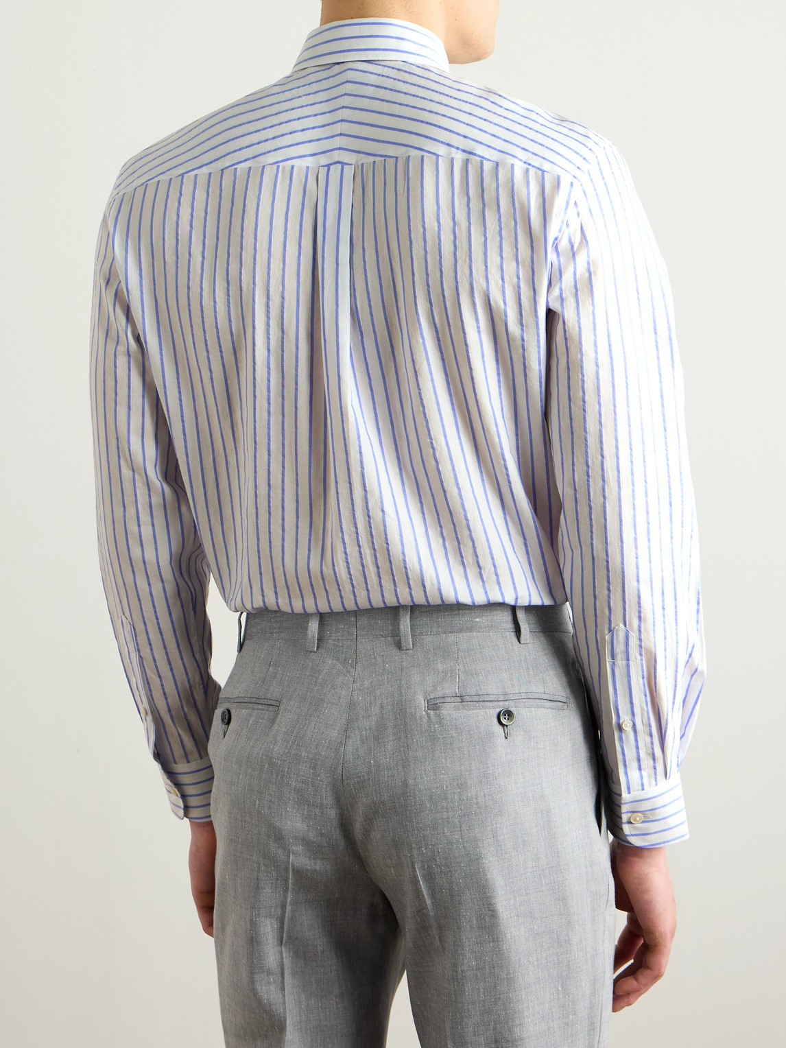 DUNHILL STRIPED TEXTURED-COTTON SHIRT