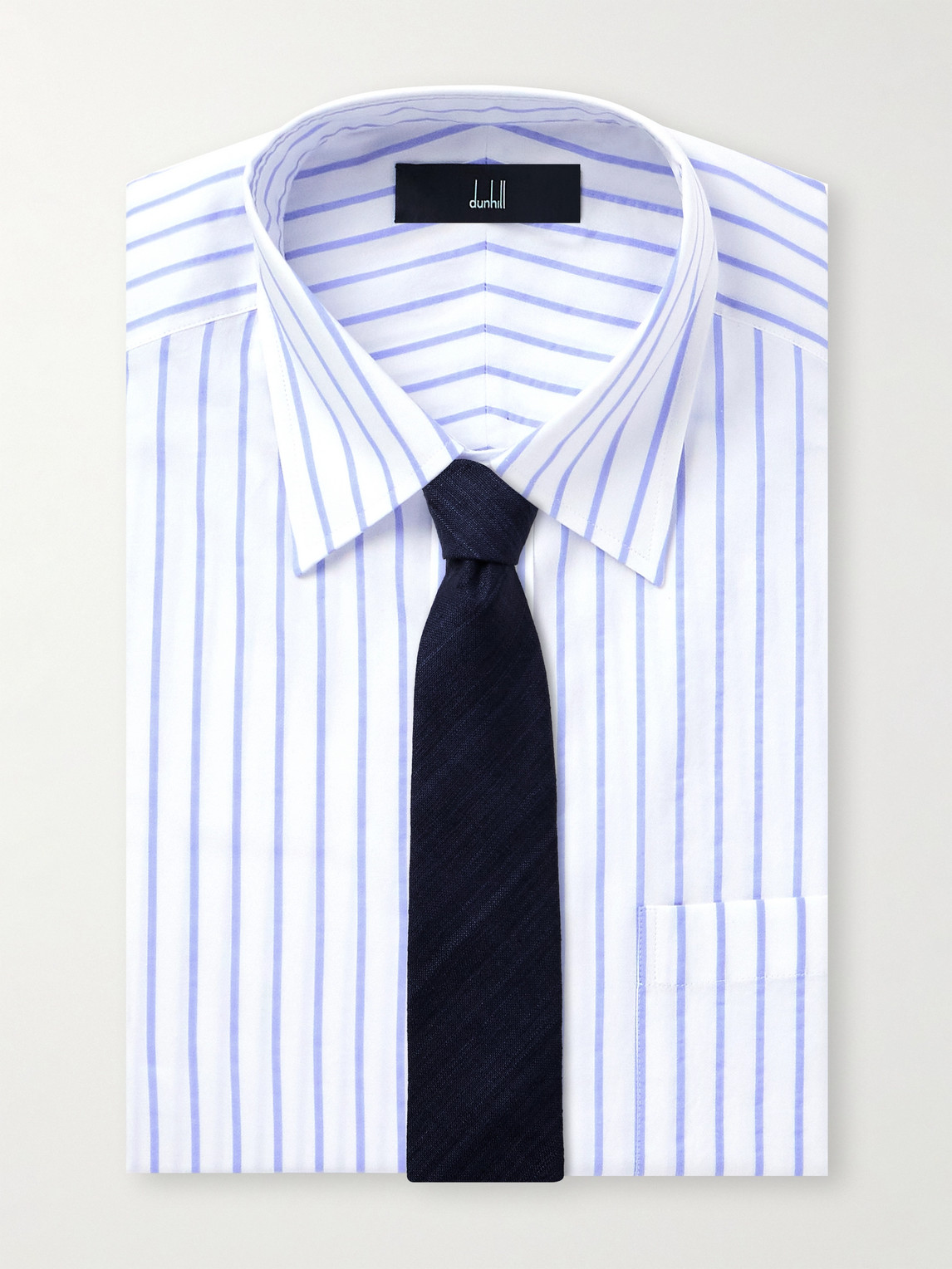 DUNHILL STRIPED TEXTURED-COTTON SHIRT