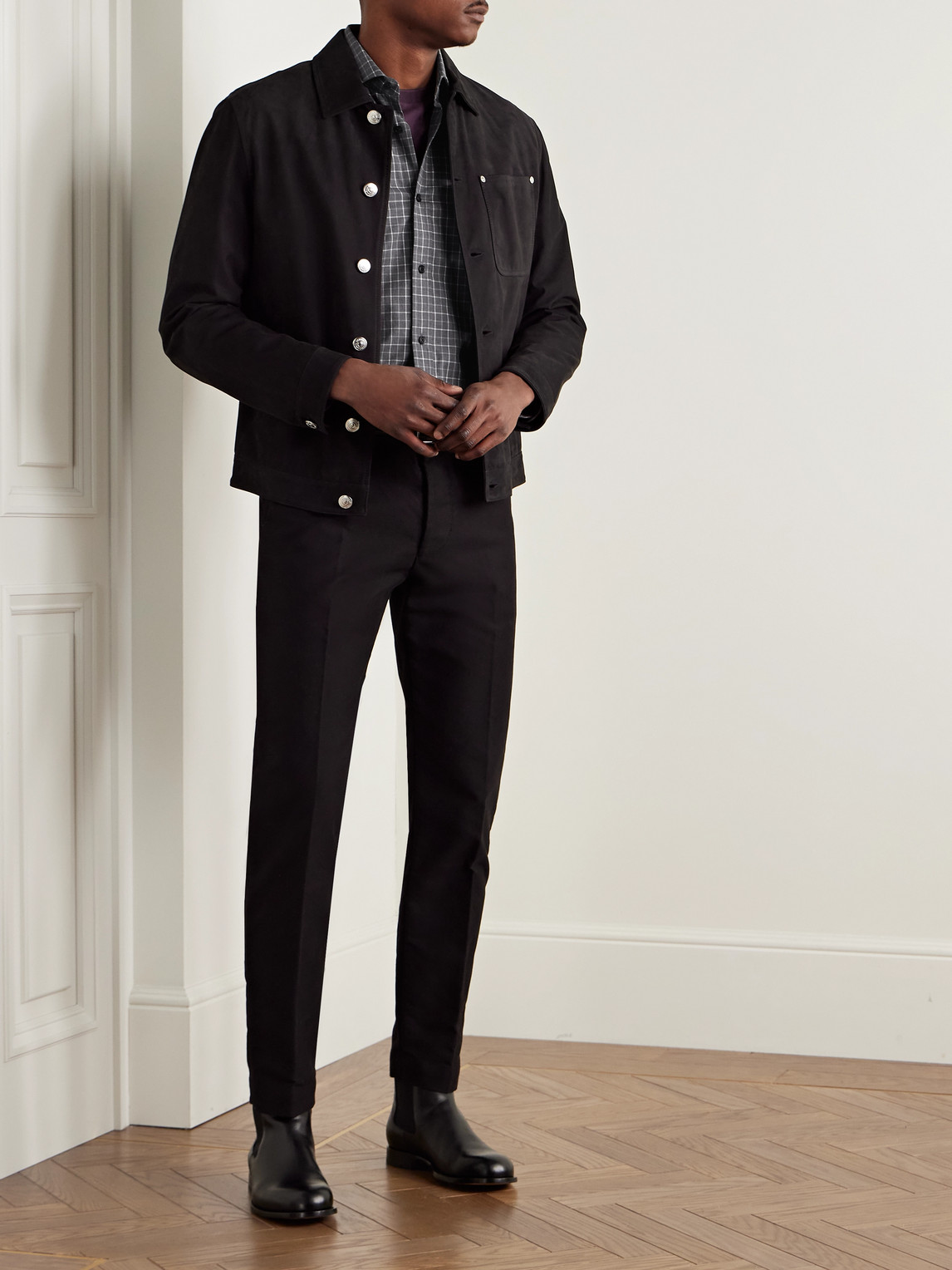 DUNHILL CHECKED COTTON-TWILL SHIRT 