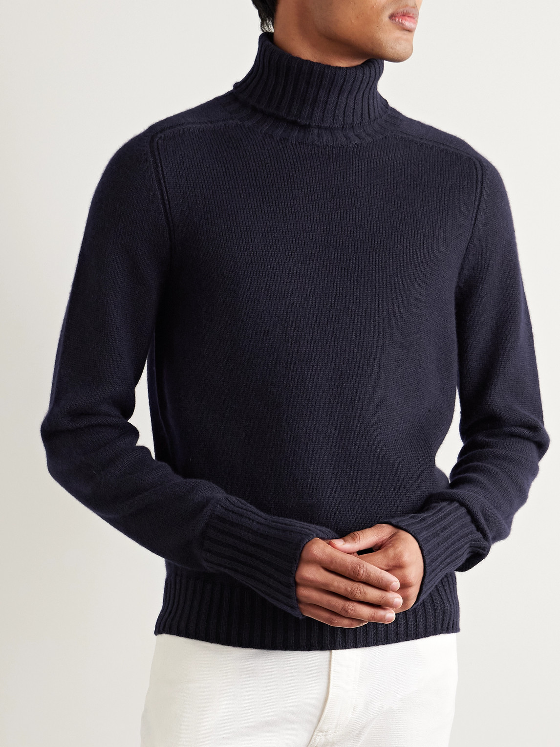 DUNHILL SLIM-FIT CASHMERE AND LINEN-BLEND ROLLNECK SWEATER