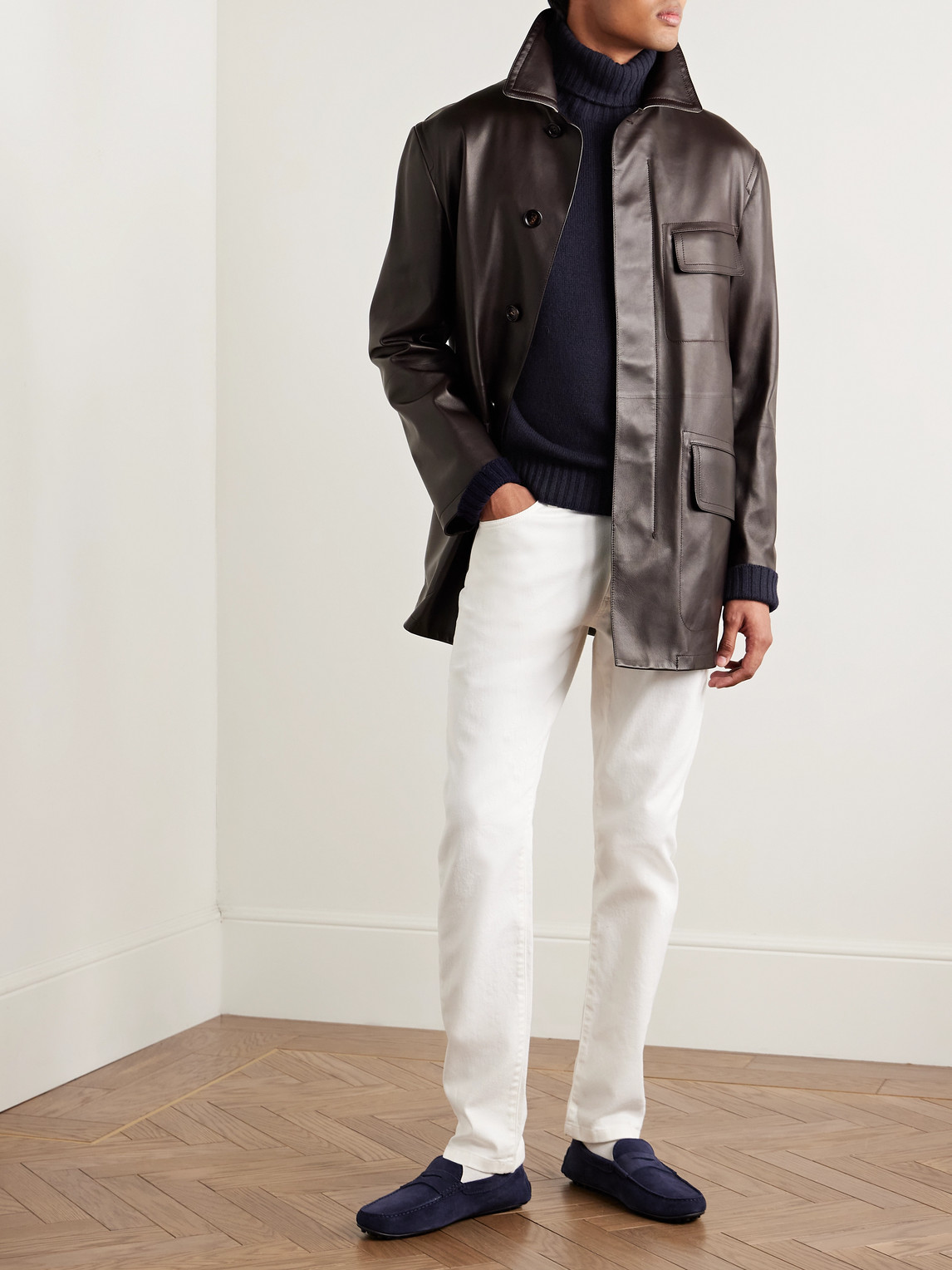 DUNHILL SLIM-FIT CASHMERE AND LINEN-BLEND ROLLNECK SWEATER