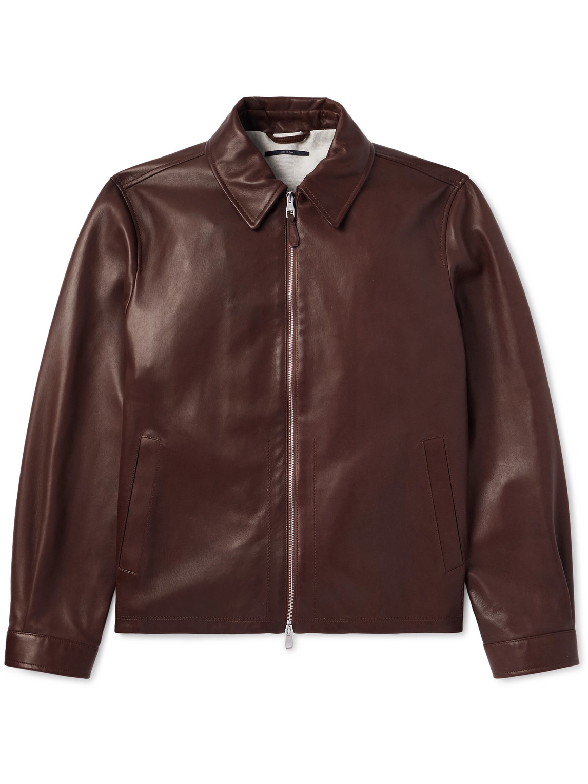 Suede-Trimmed Leather Jacket