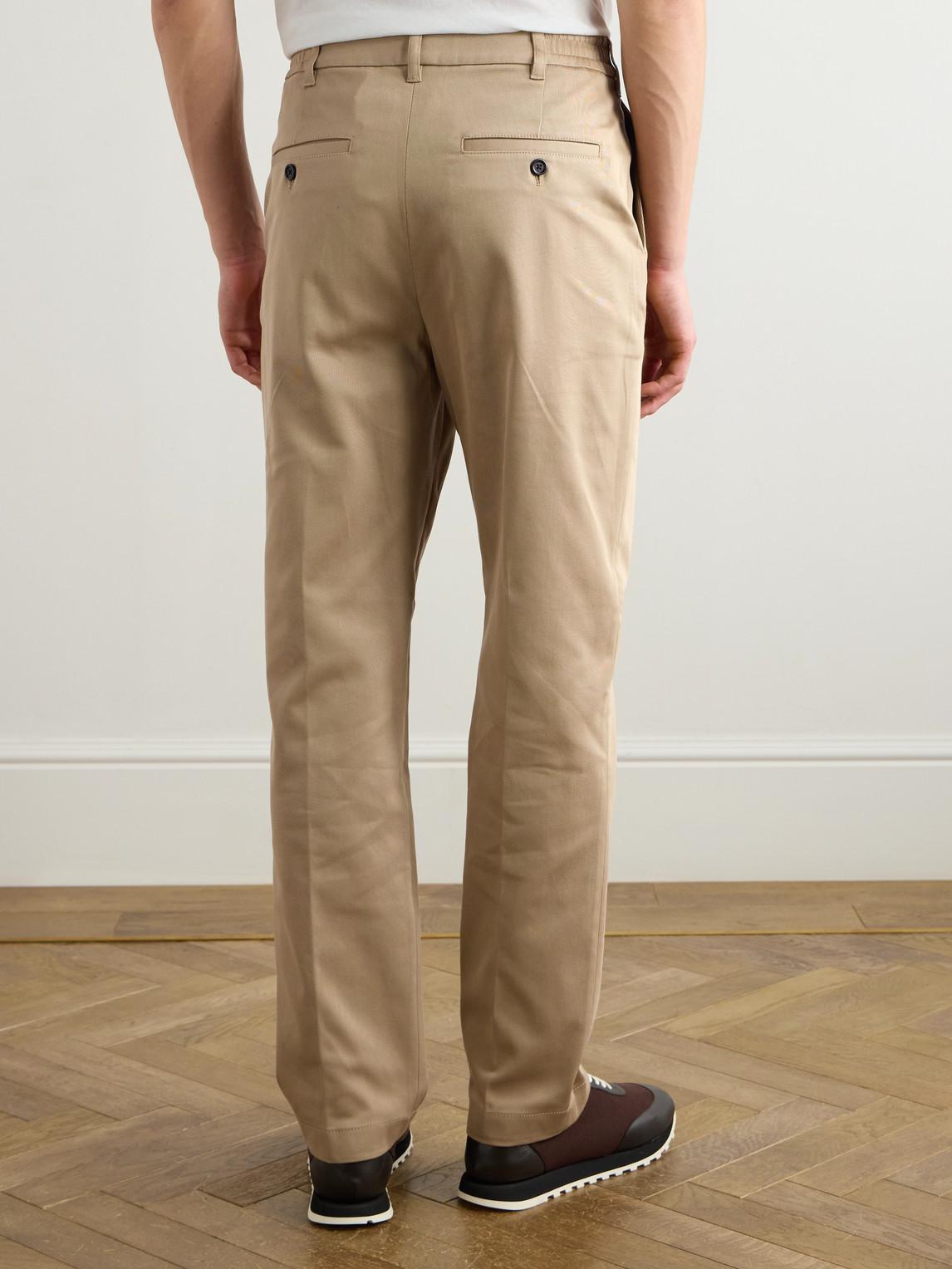 Shop Dunhill Straight-leg Cotton-blend Twill Chinos In Brown