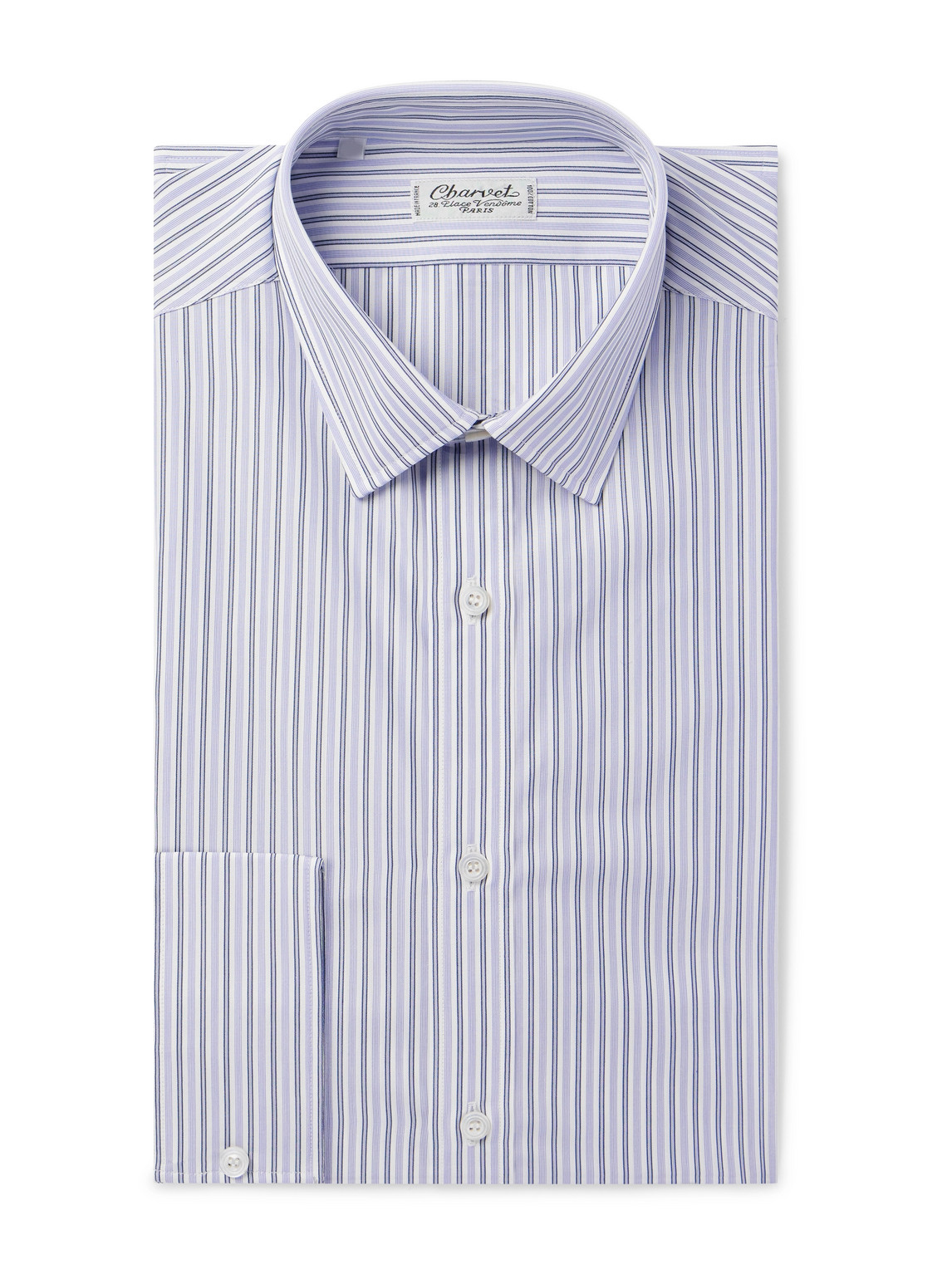 Charvet Striped Cotton-poplin Shirt In Purple