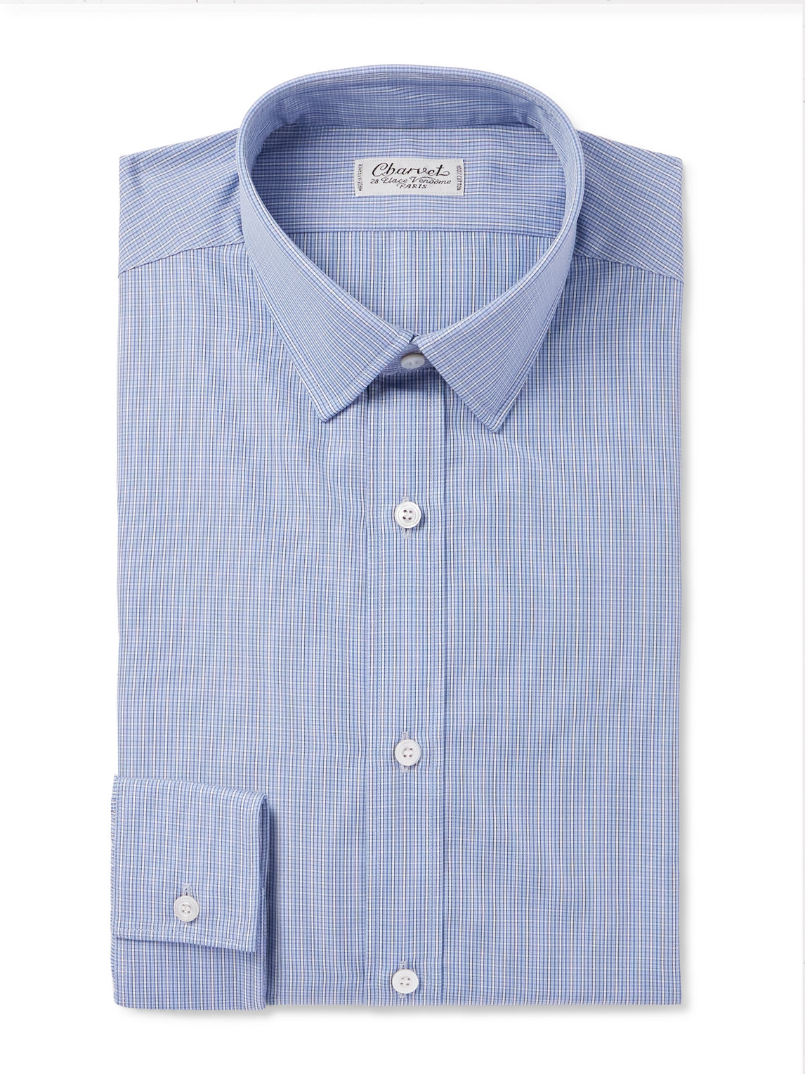 Charvet Checked Cotton-poplin Shirt In Blue