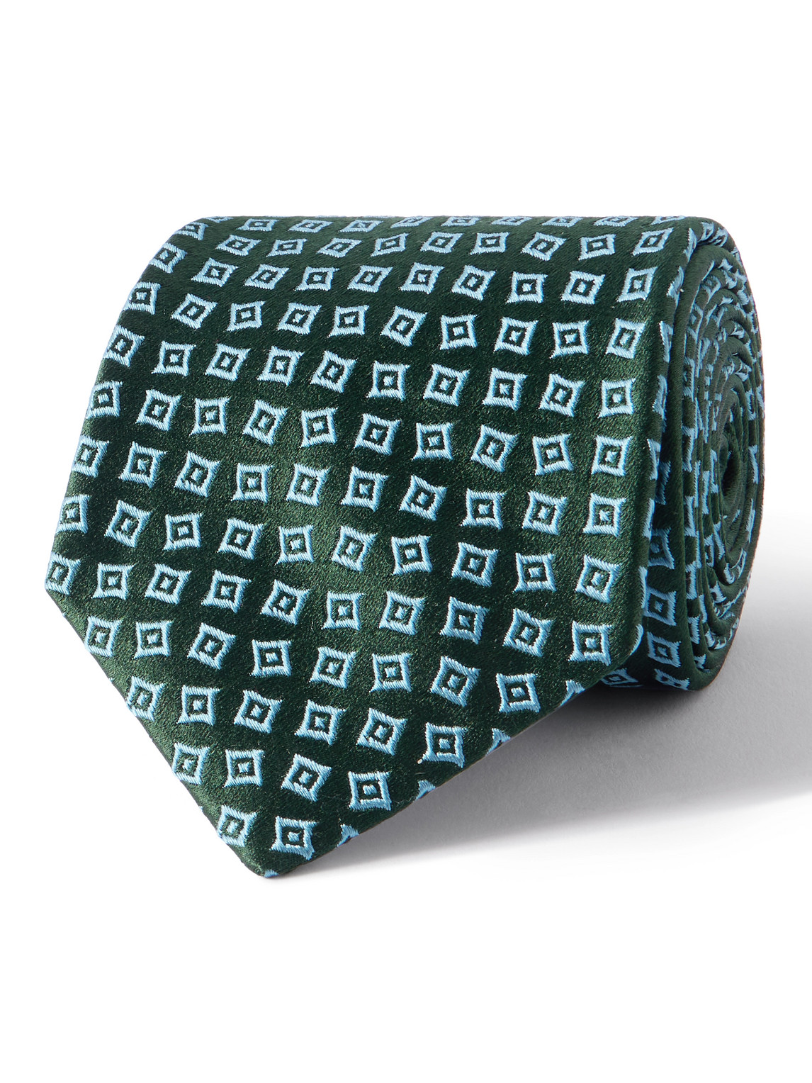 Charvet 8.5cm Silk-jacquard Tie In Green