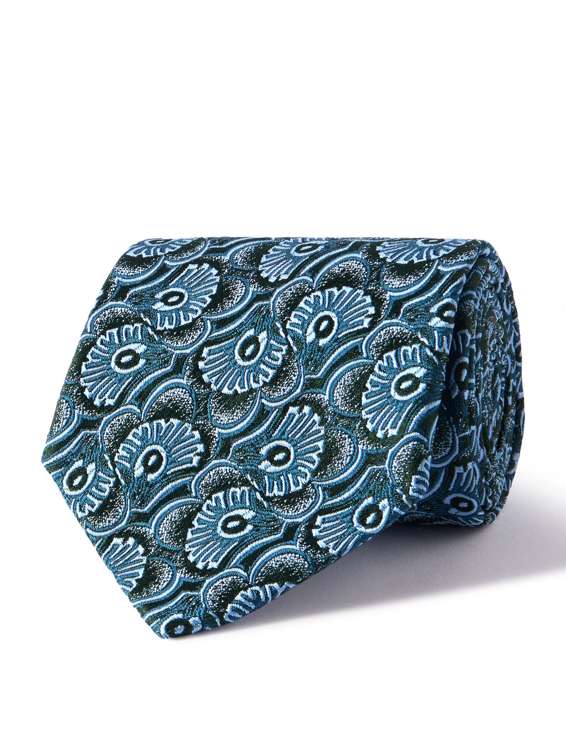 Charvet 8.5cm Silk-jacquard Tie In Green