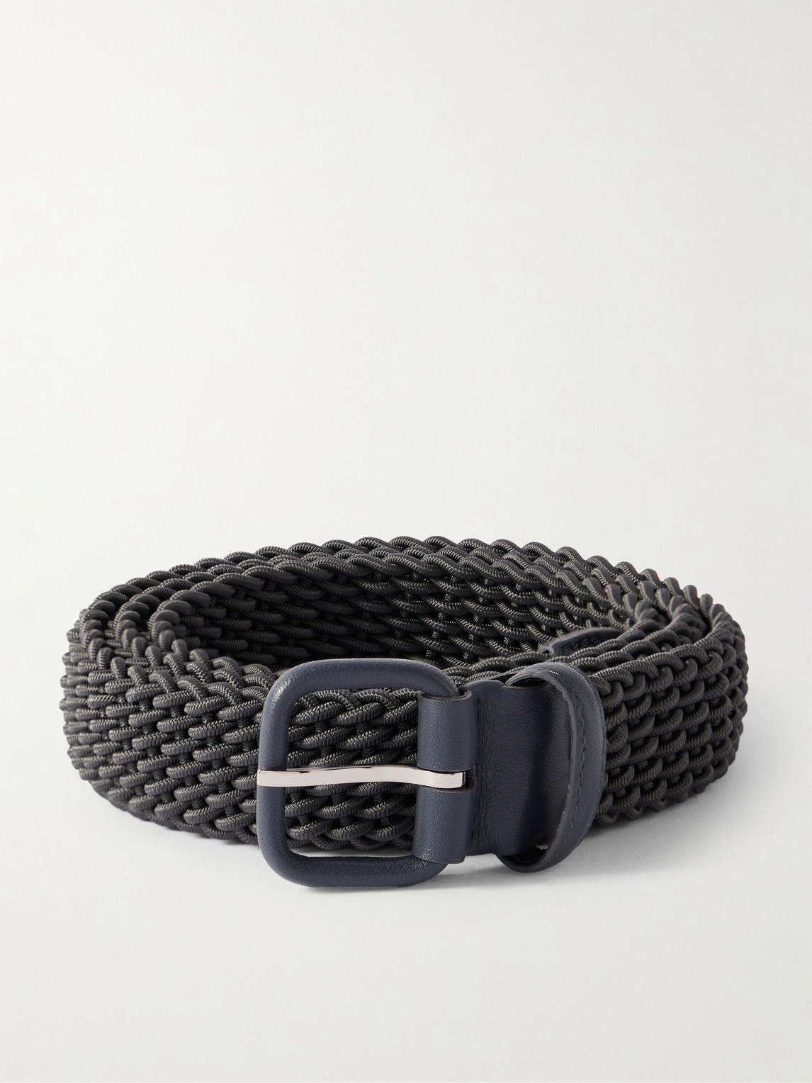 Charvet 3cm Leather-Trimmed Woven Cord Belt - Men
