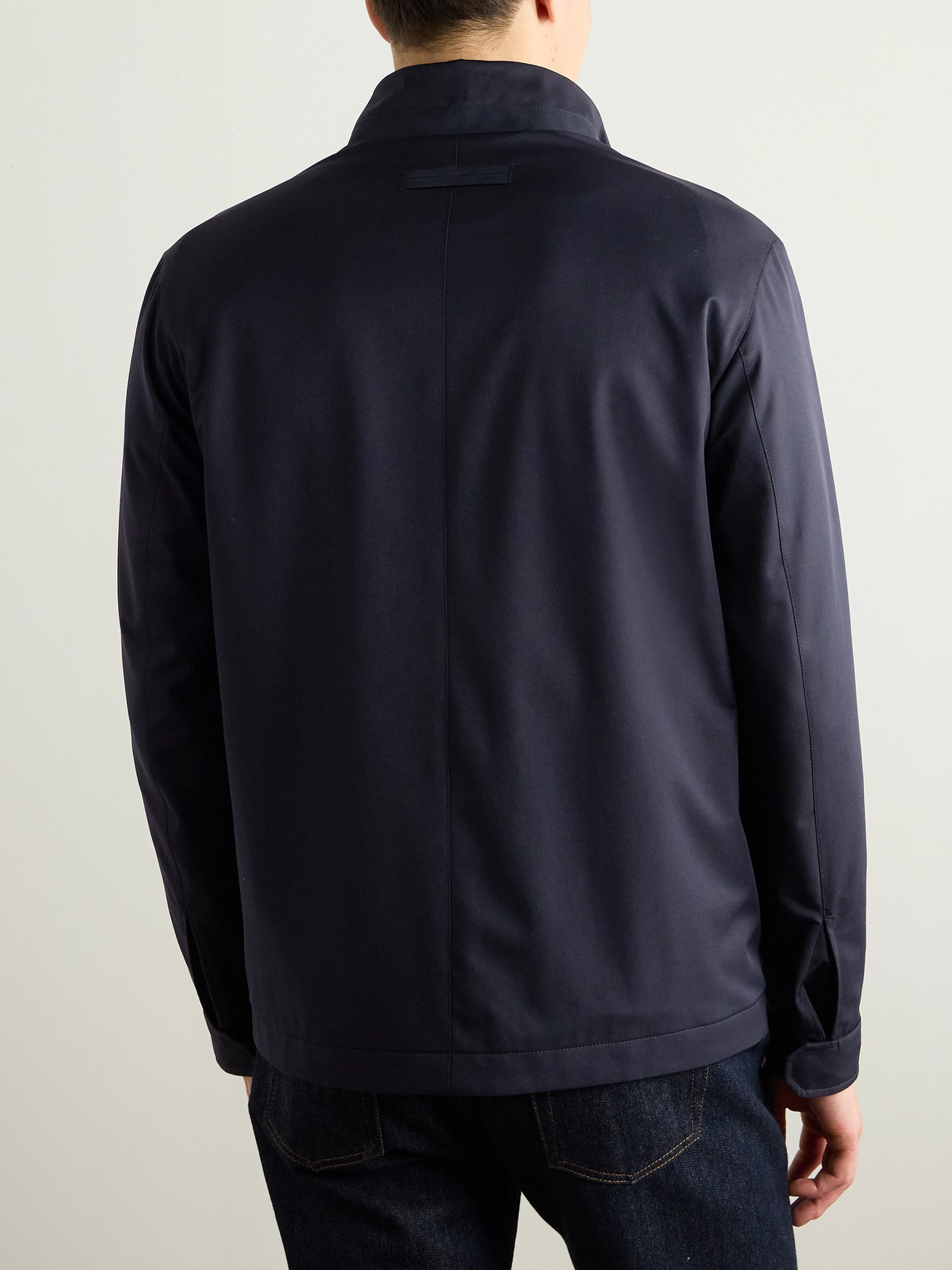 Zegna Twill Overshirt In Blue