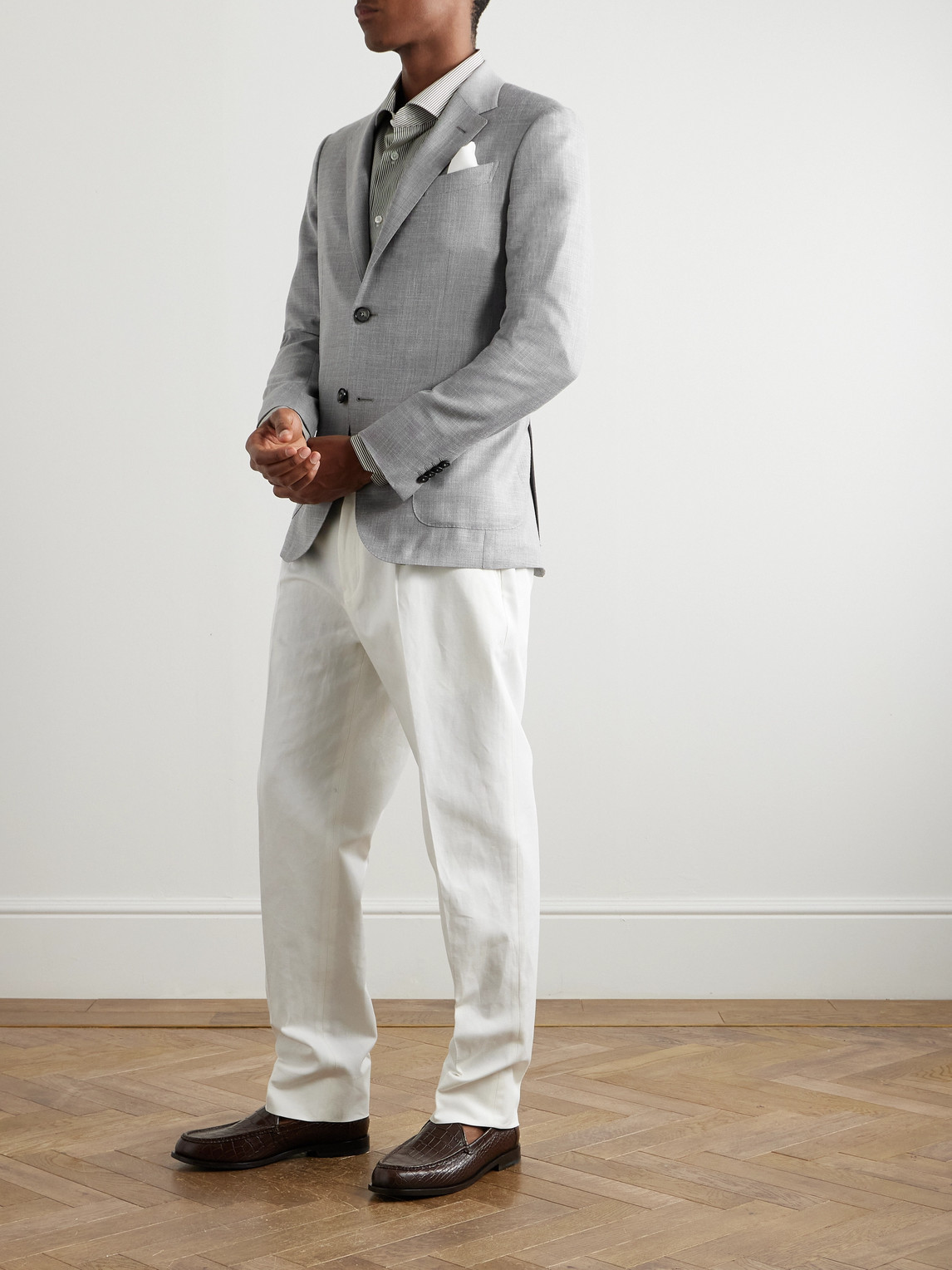 ZEGNA RIVIERA SLIM-FIT WOOL, SILK AND LINEN-BLEND SUIT JACKET