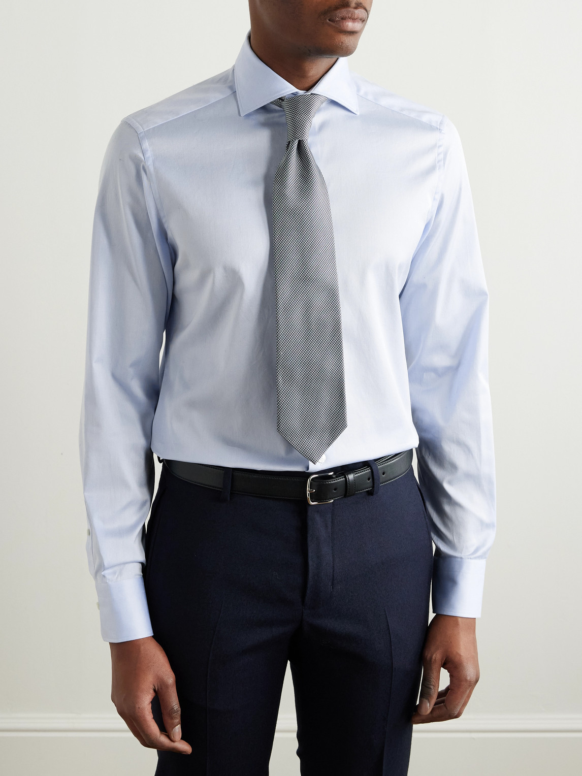 Slim-Fit Cutaway-Collar Striped Cotton Shirt — 2