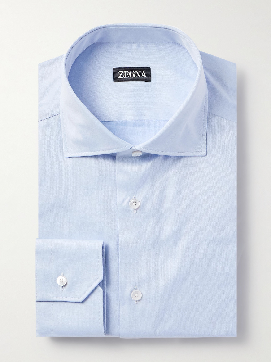 Zegna Slim-Fit Cutaway-Collar Striped Cotton Shirt - Men