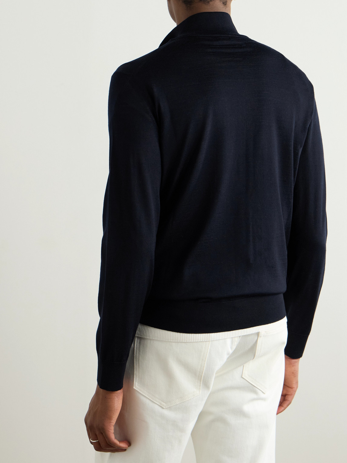 Zegna Wool Zip-up Cardigan In Blue