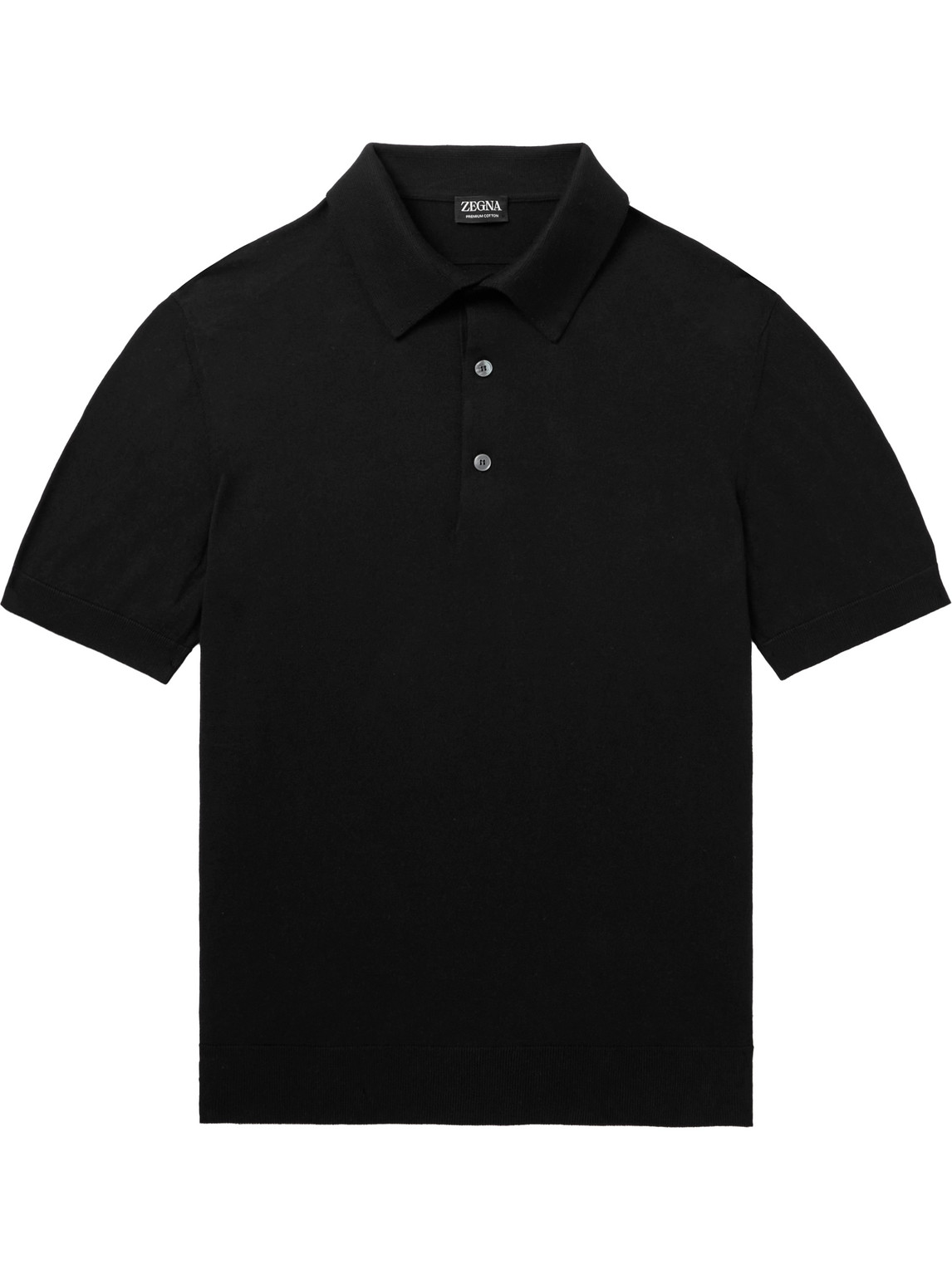Zegna Slim-fit Cotton Polo Shirt In Black