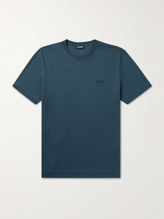 Ermenegildozegna Logo-Embroidered Cotton-Jersey T-Shirt