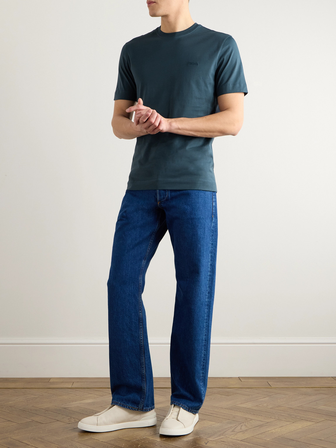 Slim-Fit Logo-Embroidered Cotton-Jersey T-Shirt — 2